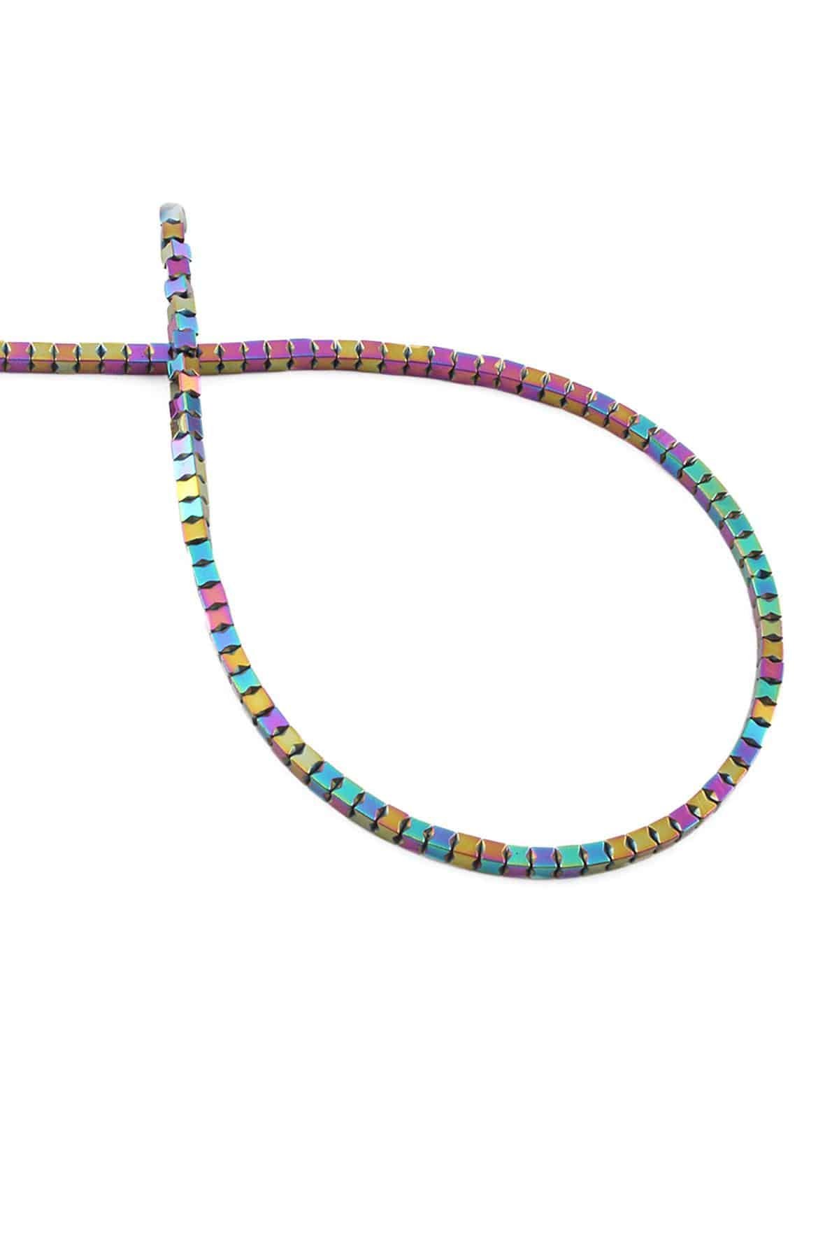 Hematite Natural Stone Shiny Rainbow 2x2mm String Of Beads