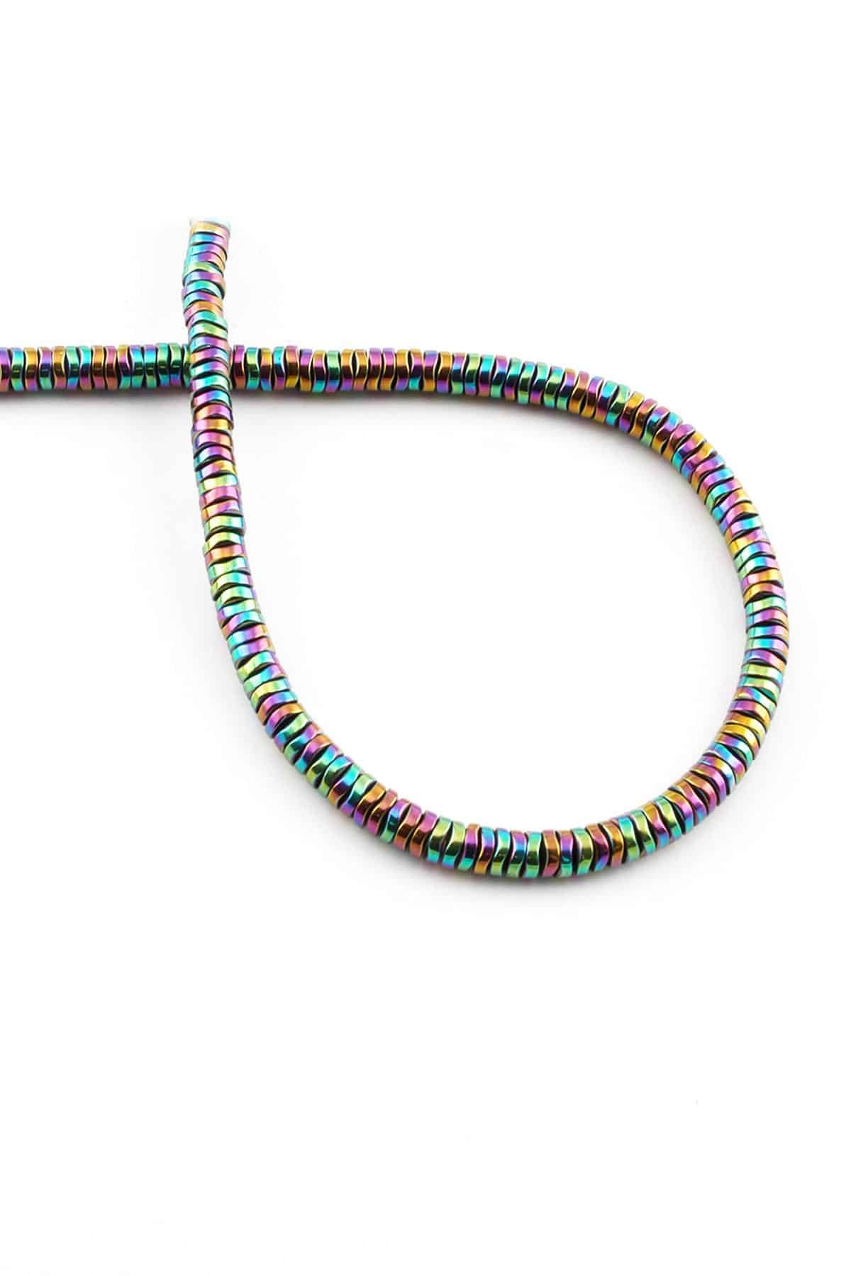 Hematite Natural Stone Shiny Rainbow 4x1mm String Of Beads