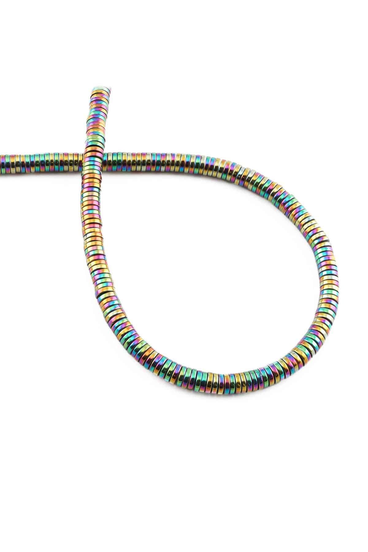 Hematite Natural Stone Shiny Rainbow 4x1mm String Of Beads