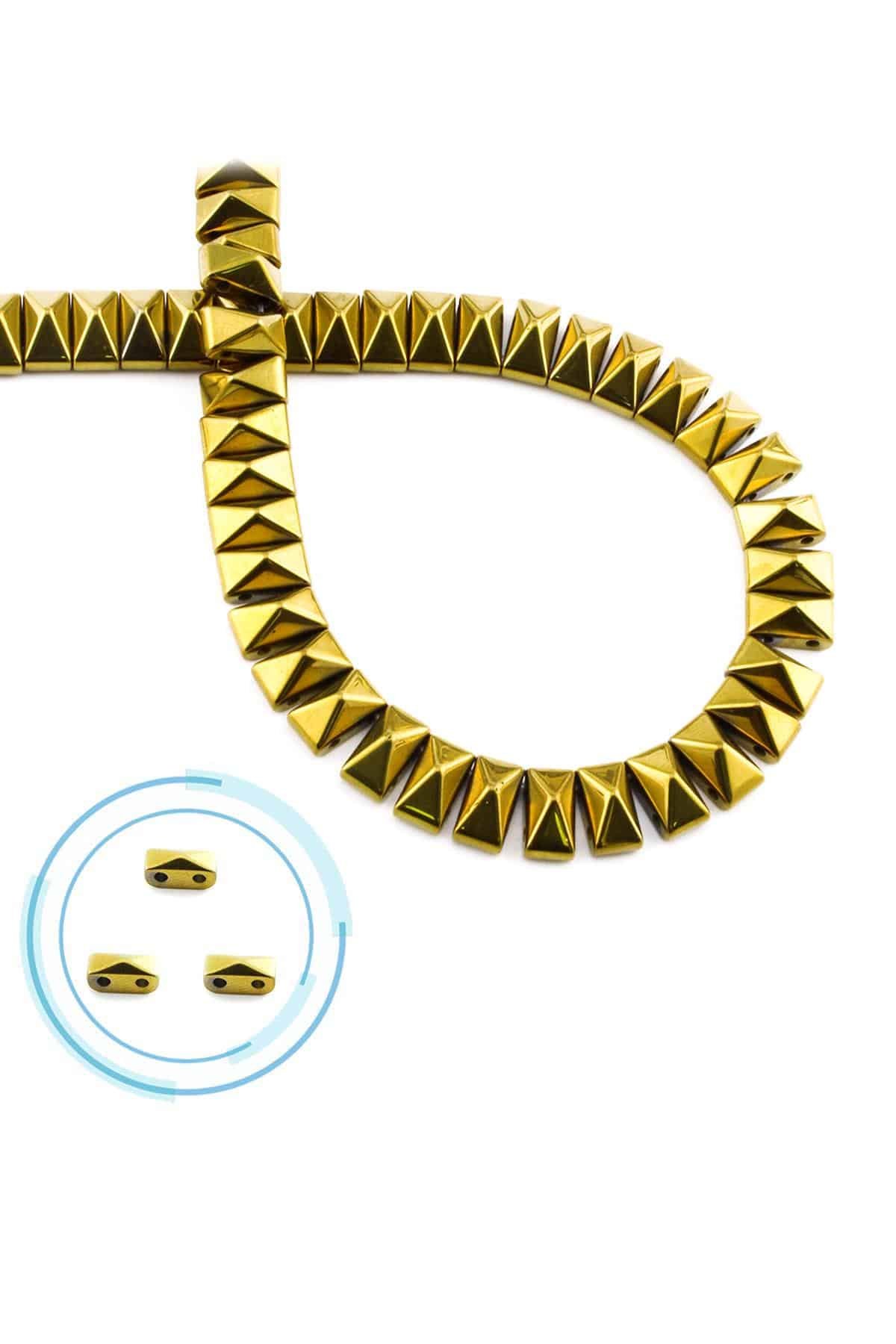 Hematite Natural Stone Shiny Gold 8x5mm String Of Beads