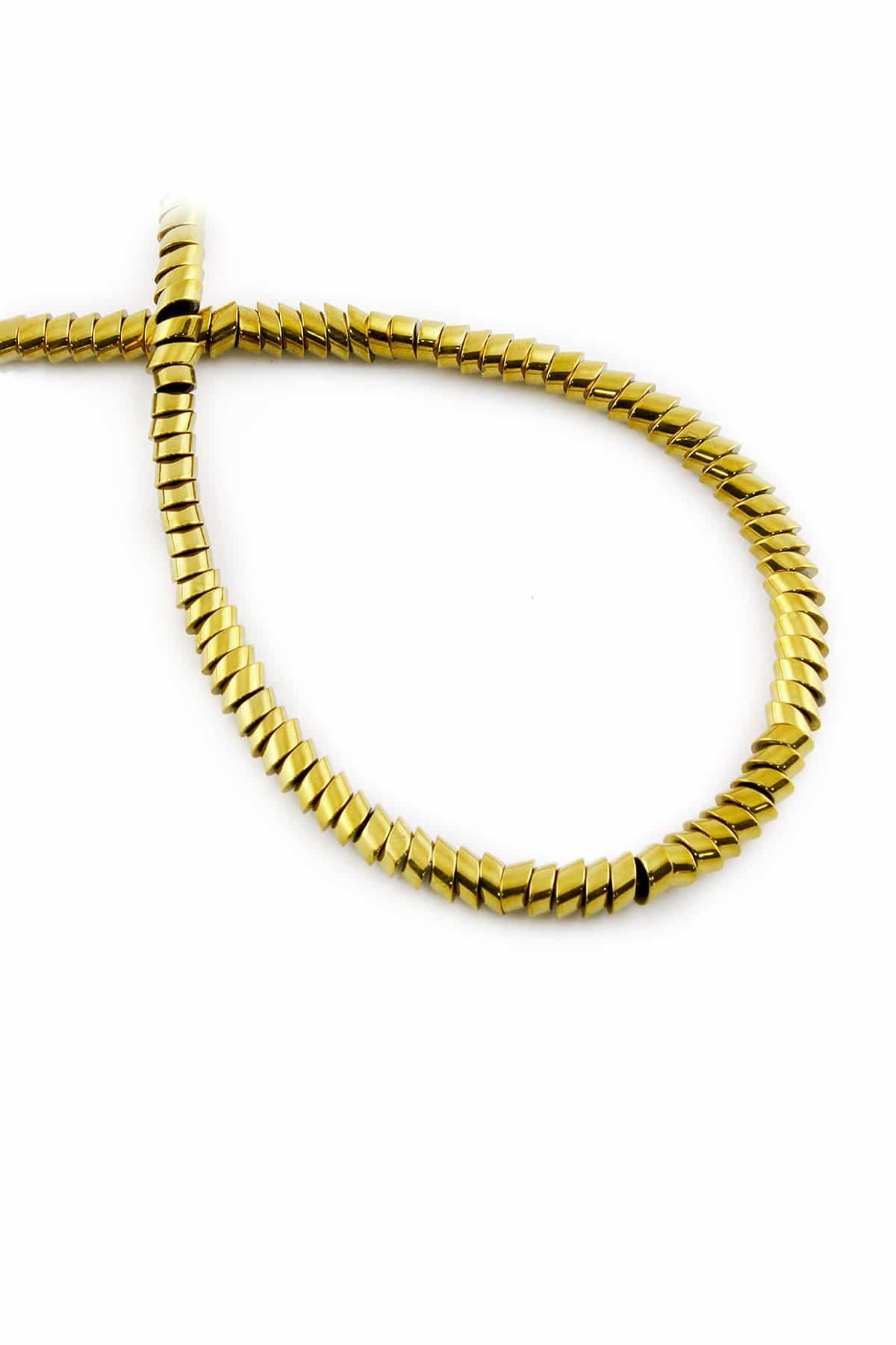 Hematite Natural Stone Shiny Gold Washer Cut 4x2mm String Of Beads