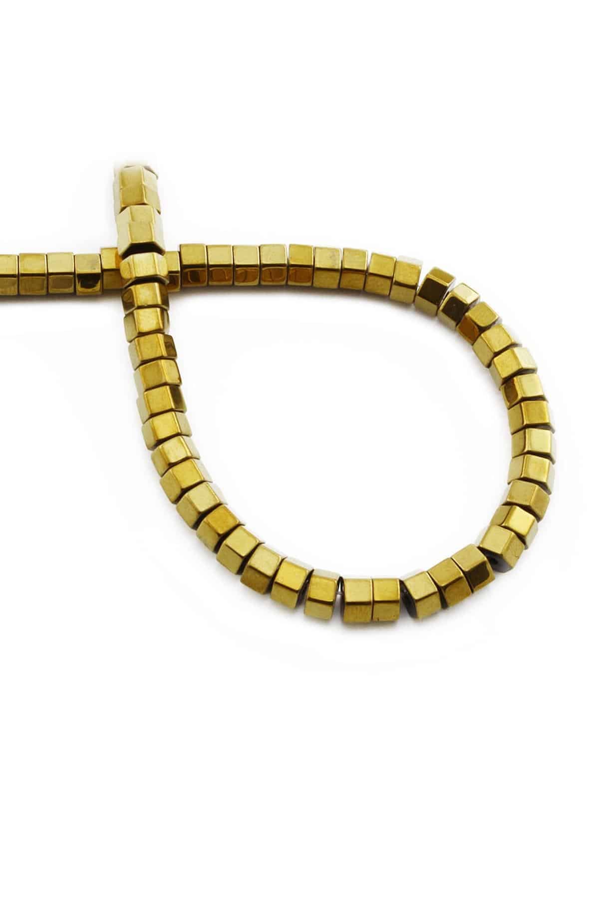 Hematite Natural Stone Shiny Gold Washer Cut 6x3mm String Of Beads