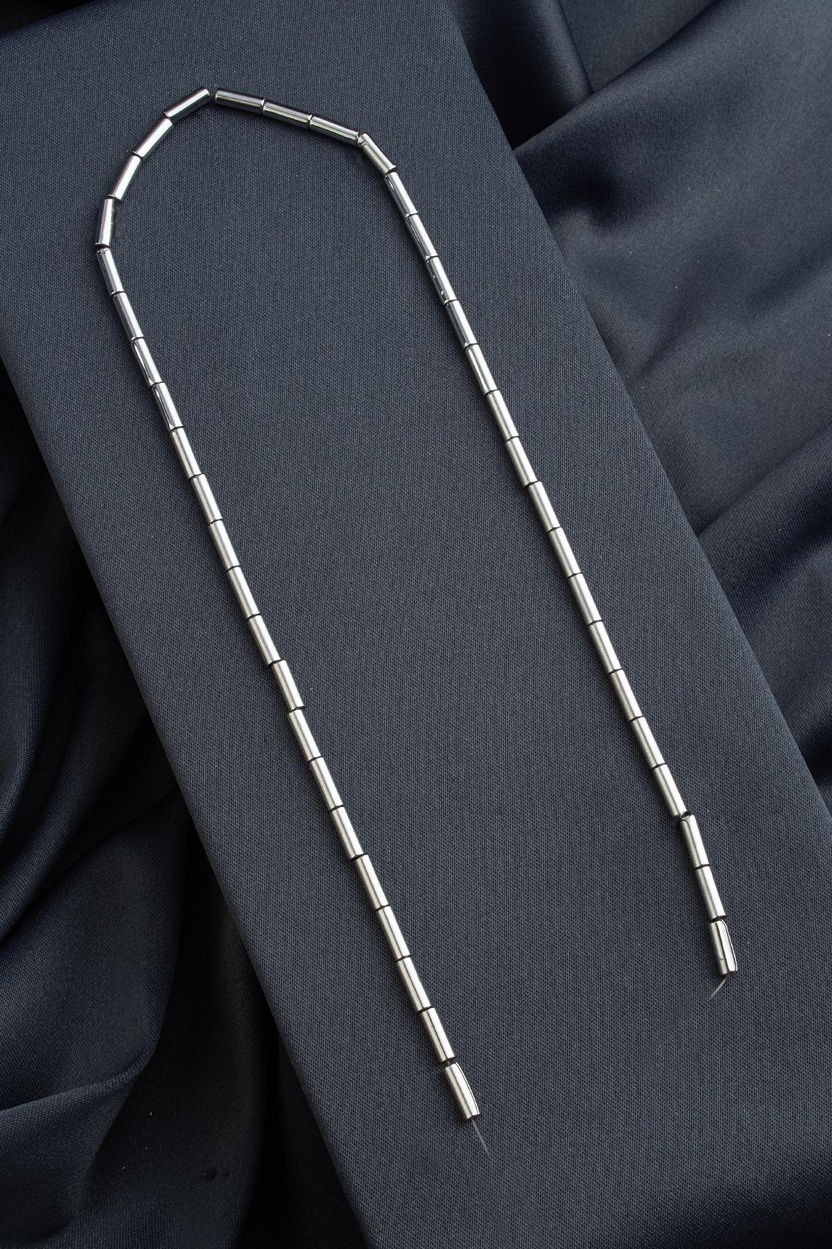 Hematite Natural Stone Shiny Cylinder 4x8mm String Of Beads
