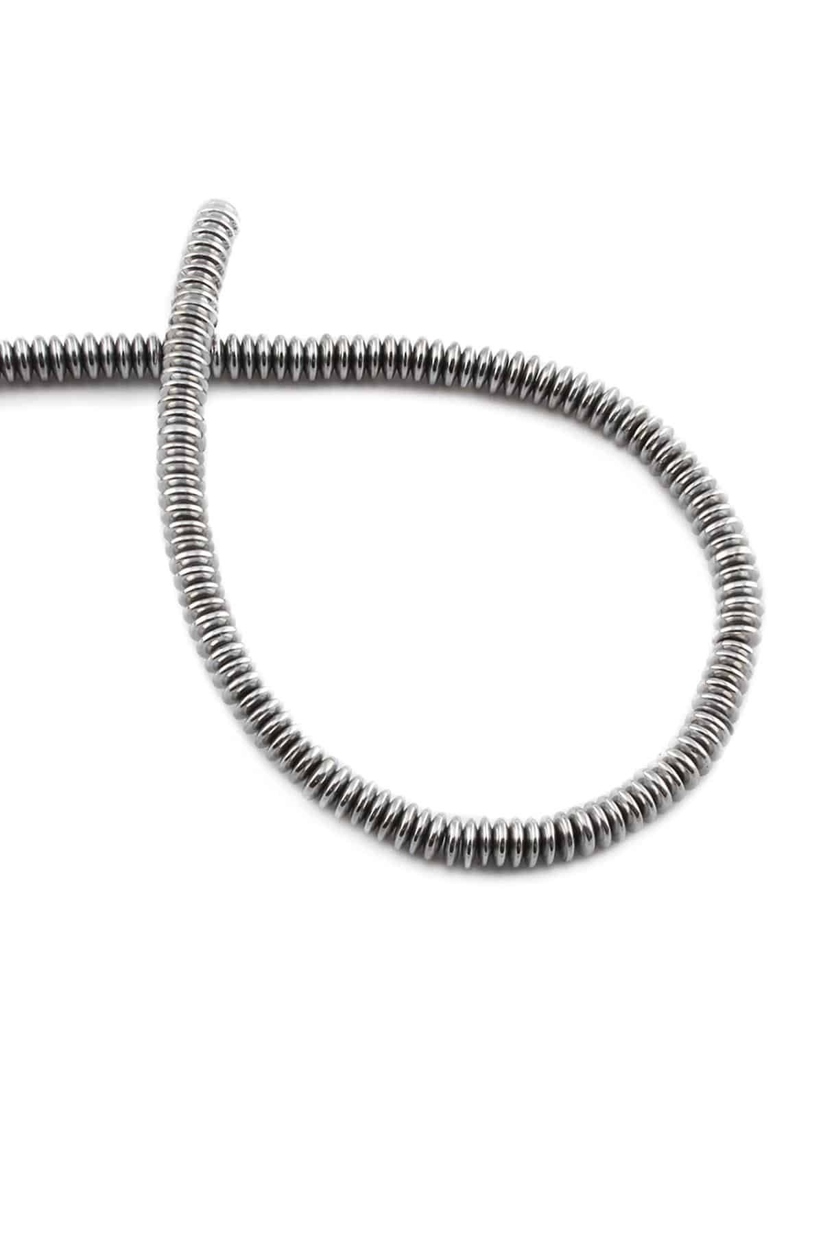 Hematit Taşı Rondela Kesim Parlak Gümüş 4x1mm Doğal Taş Dizi