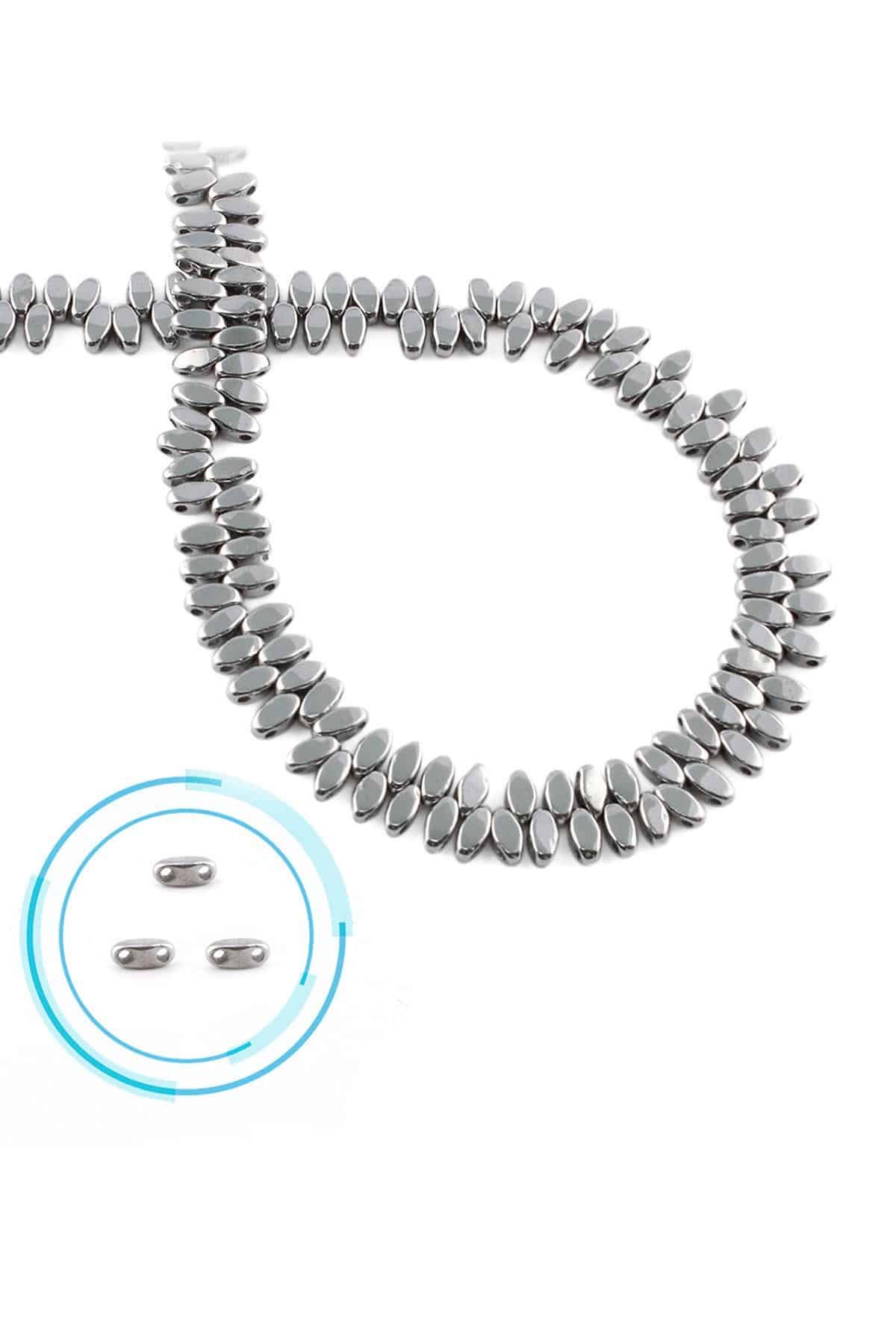 Hematite Natural Stone Shiny Cylinder 5x2mm String Of Beads