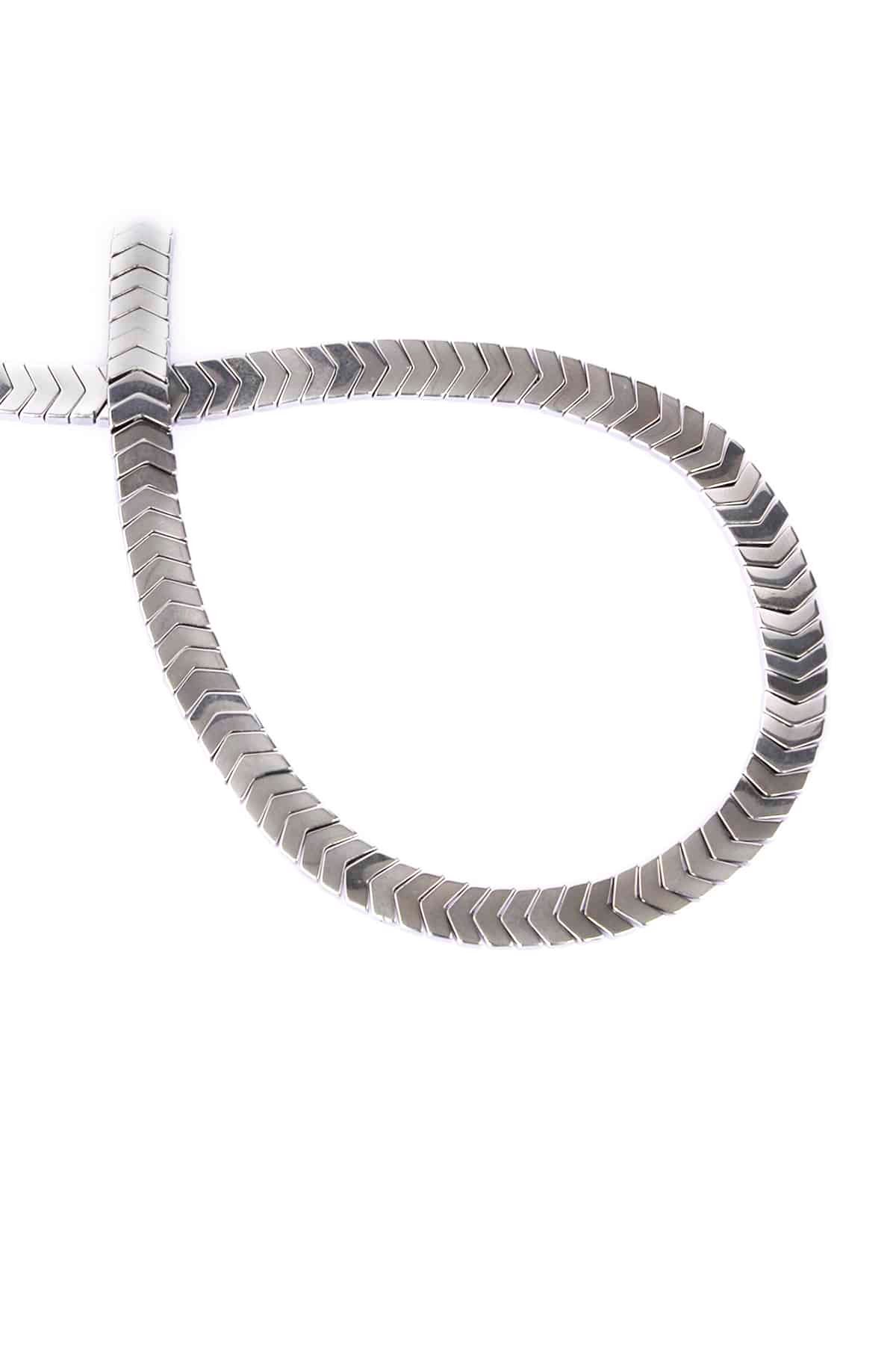 Hematit Taşı Çavuş Kesim Parlak Gümüş 6x2mm Doğal Taş Dizi