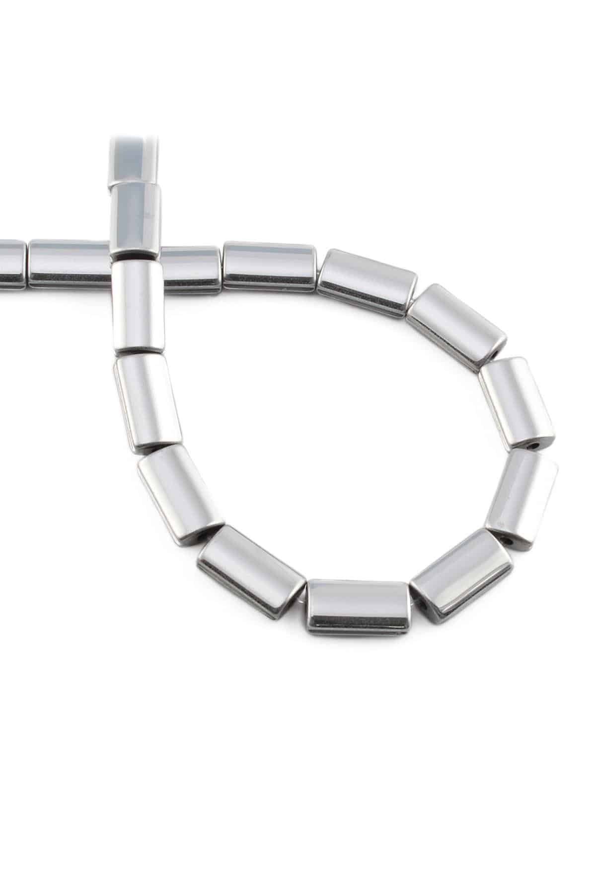 Hematite Natural Stone Shiny Cylinder 7x13mm String Of Beads