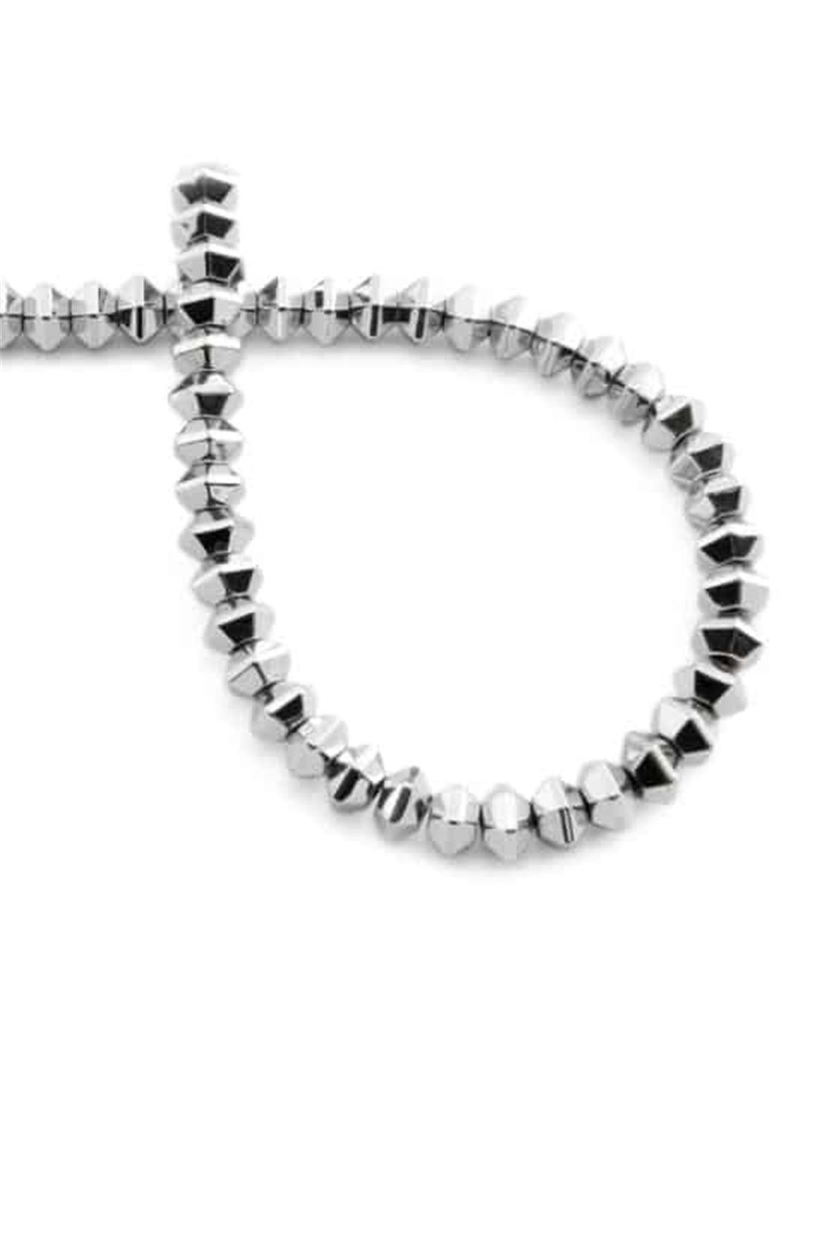 Hematite Natural Stone Shiny Cylinder Hexagon Cut 6x4mm String Of Beads