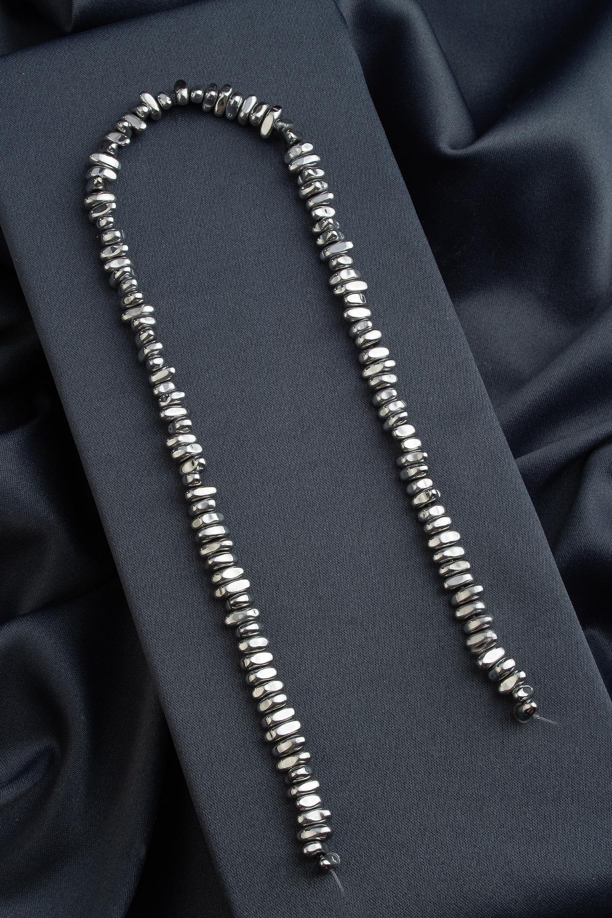 Hematite Natural Stone Shiny Cylinder Amorphous Cut 6x7mm String Of Beads