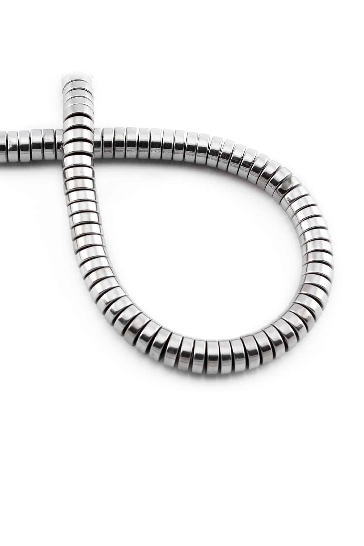 Hematit Taşı Rondela Kesim Parlak Gümüş 6x2mm Doğal Taş Dizi
