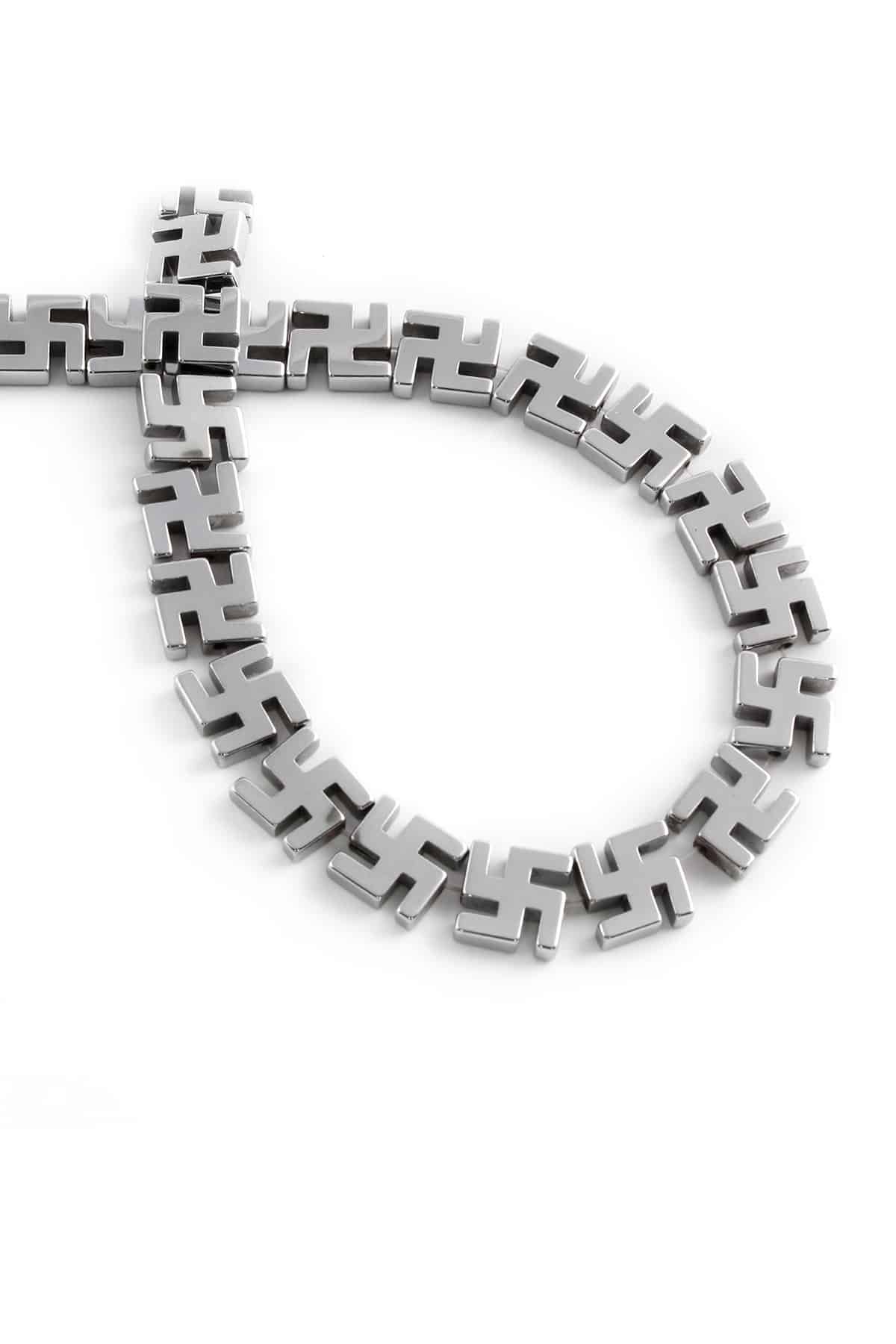 Hematite Natural Stone Shiny Cylinder Hakenkreuz Cut 10mm String Of Beads