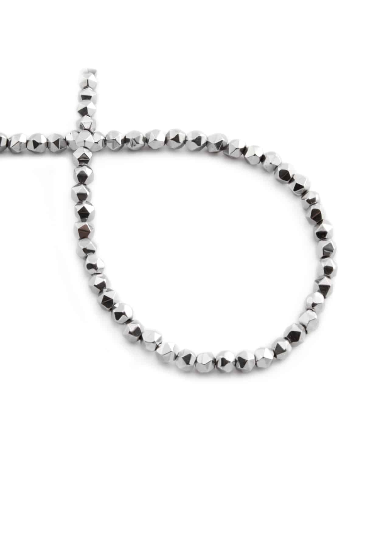 Hematite Natural Stone Shiny Cylinder Hexagonal Cut 4x4mm String Of Beads
