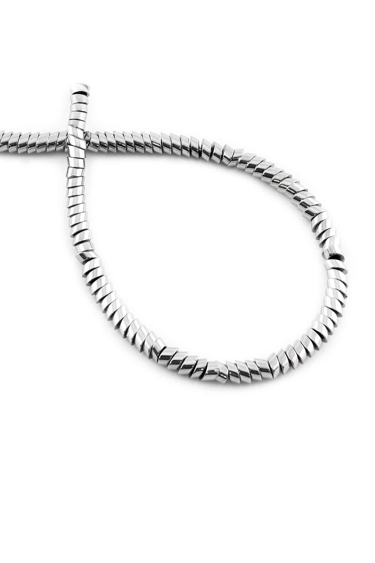 Hematite Natural Stone Shiny Cylinder Washer Cut 4x2mm String Of Beads