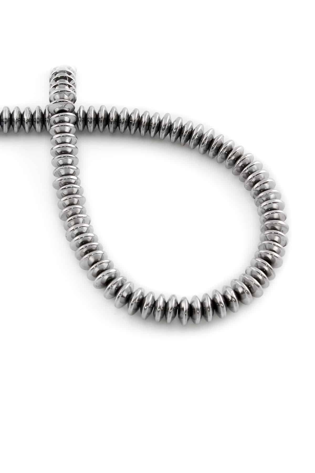 Hematite Natural Stone Shiny Cylinder Washer Cut 6x3mm String Of Beads