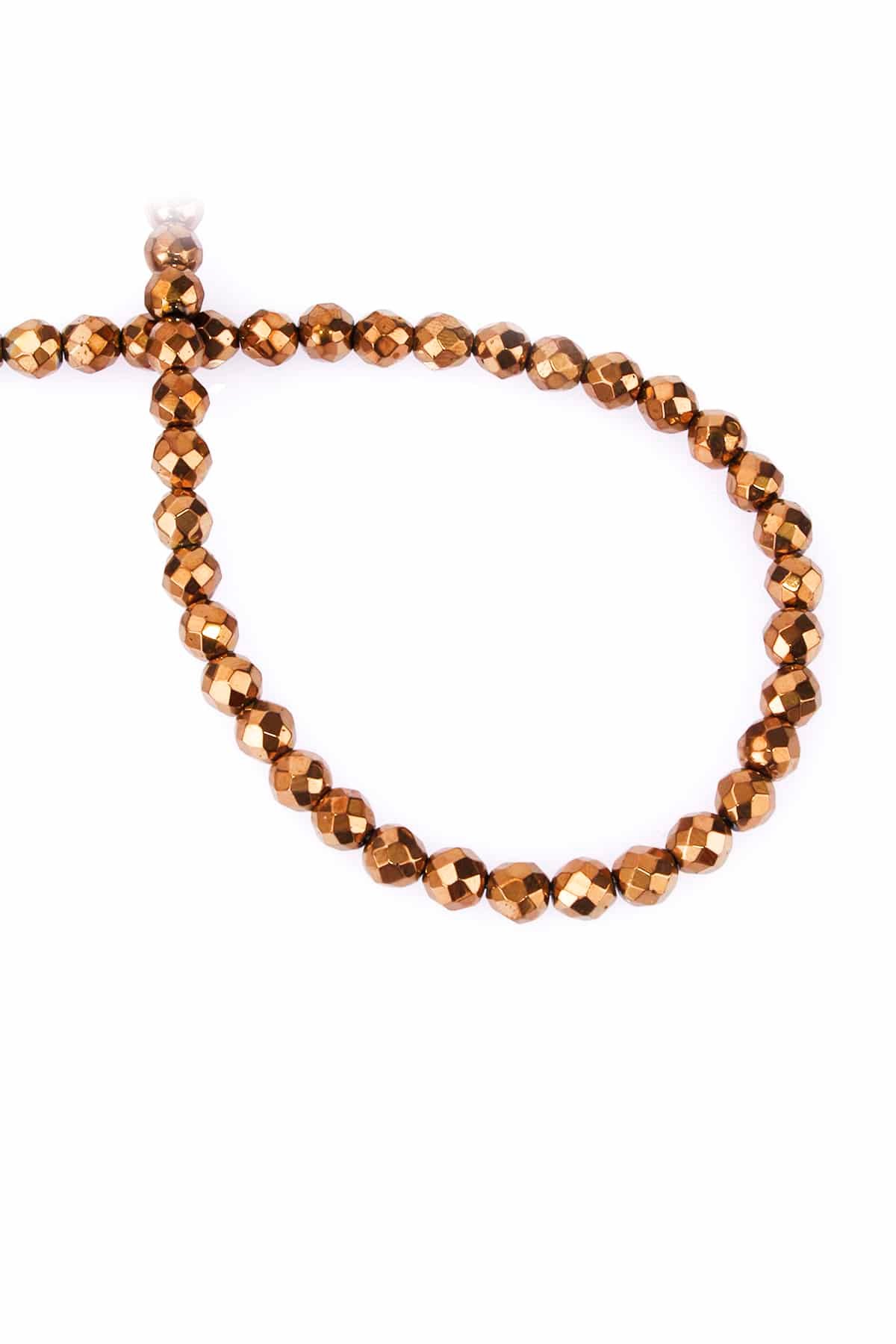 Hematite Natural Stone Shiny Brown Globe Facet Cut 6mm String Of Beads
