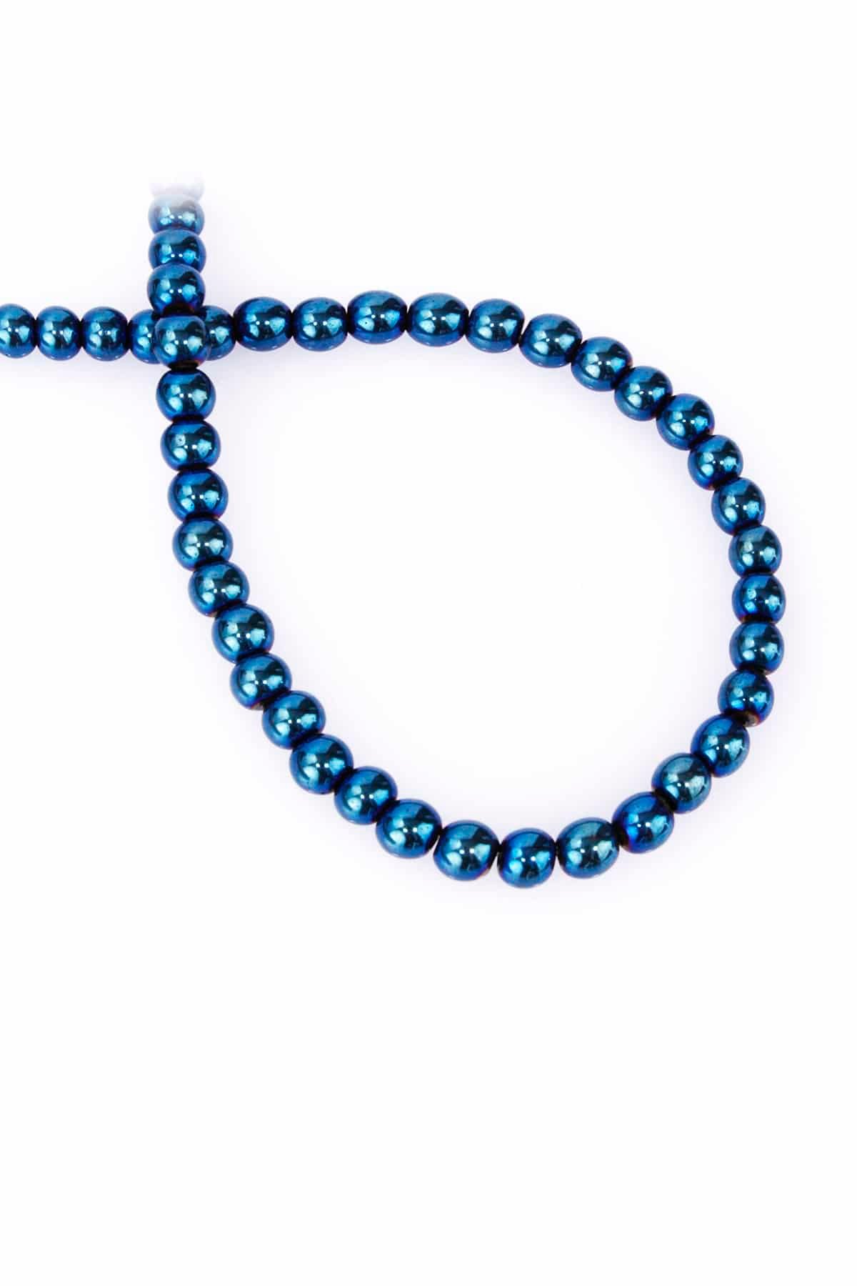 Hematite Natural Stone Shiny Blue 6mm String Of Beads