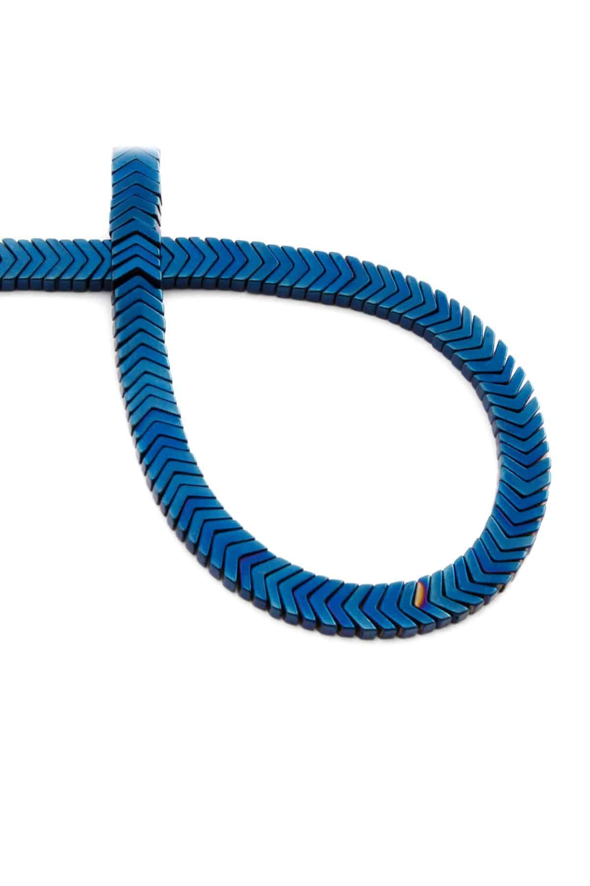 Hematite Natural Stone Shiny Blue Sergeant Cut 7x1mm String Of Beads