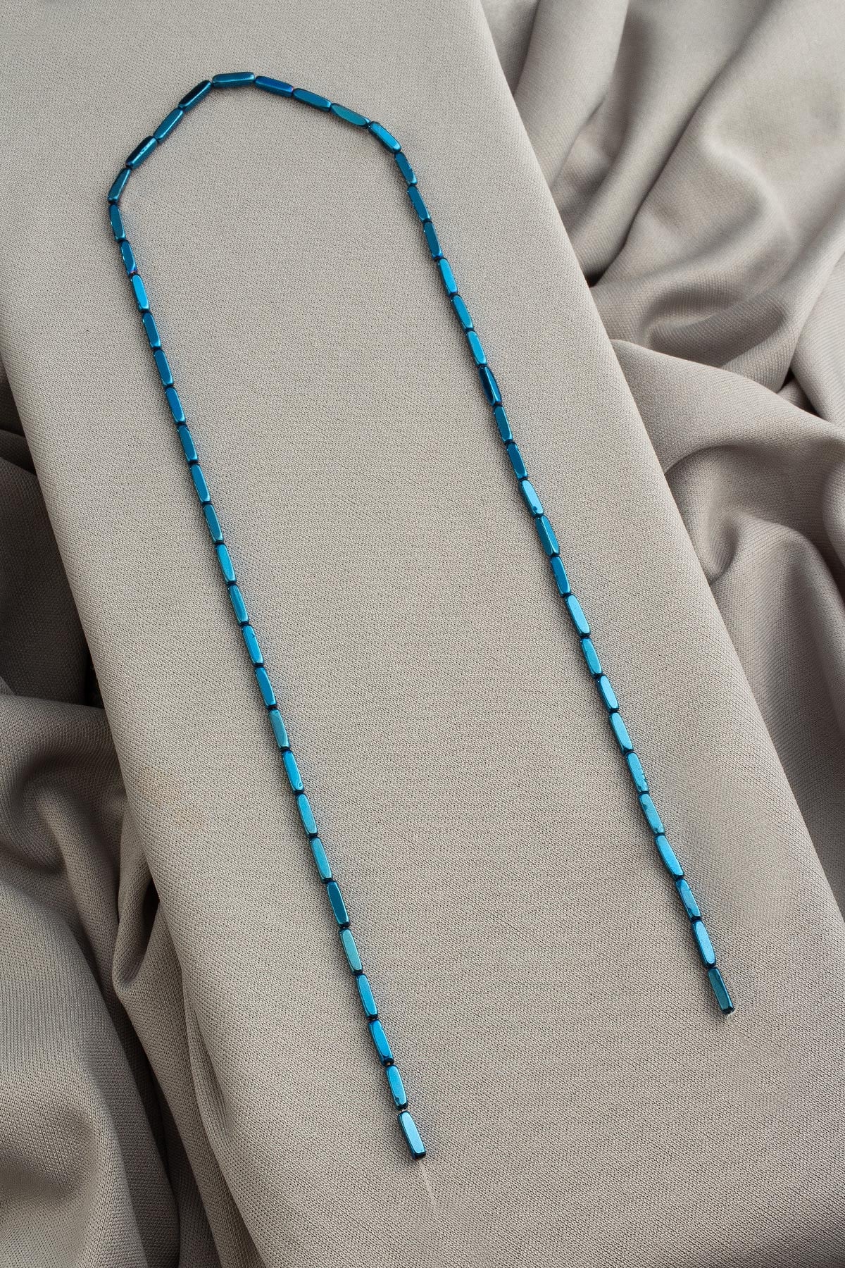 Hematite Natural Stone Shiny Blue 2x8mm String Of Beads