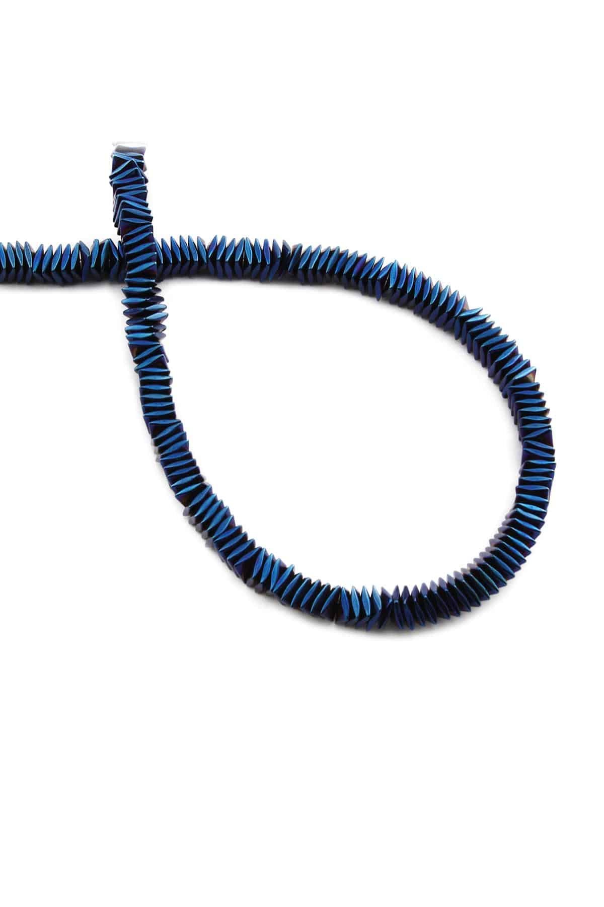 Hematite Natural Stone Shiny Blue Washer Cut 4x1mm String Of Beads
