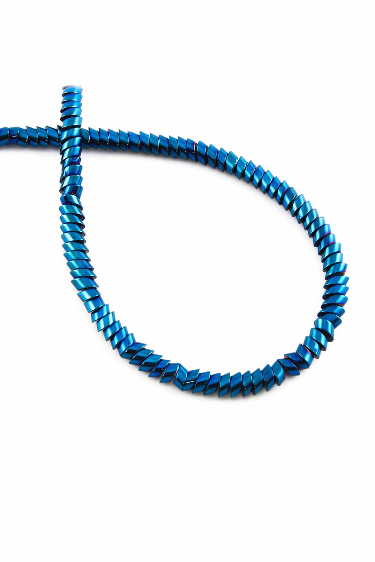 Hematite Natural Stone Shiny Blue Washer Cut 4x2mm String Of Beads