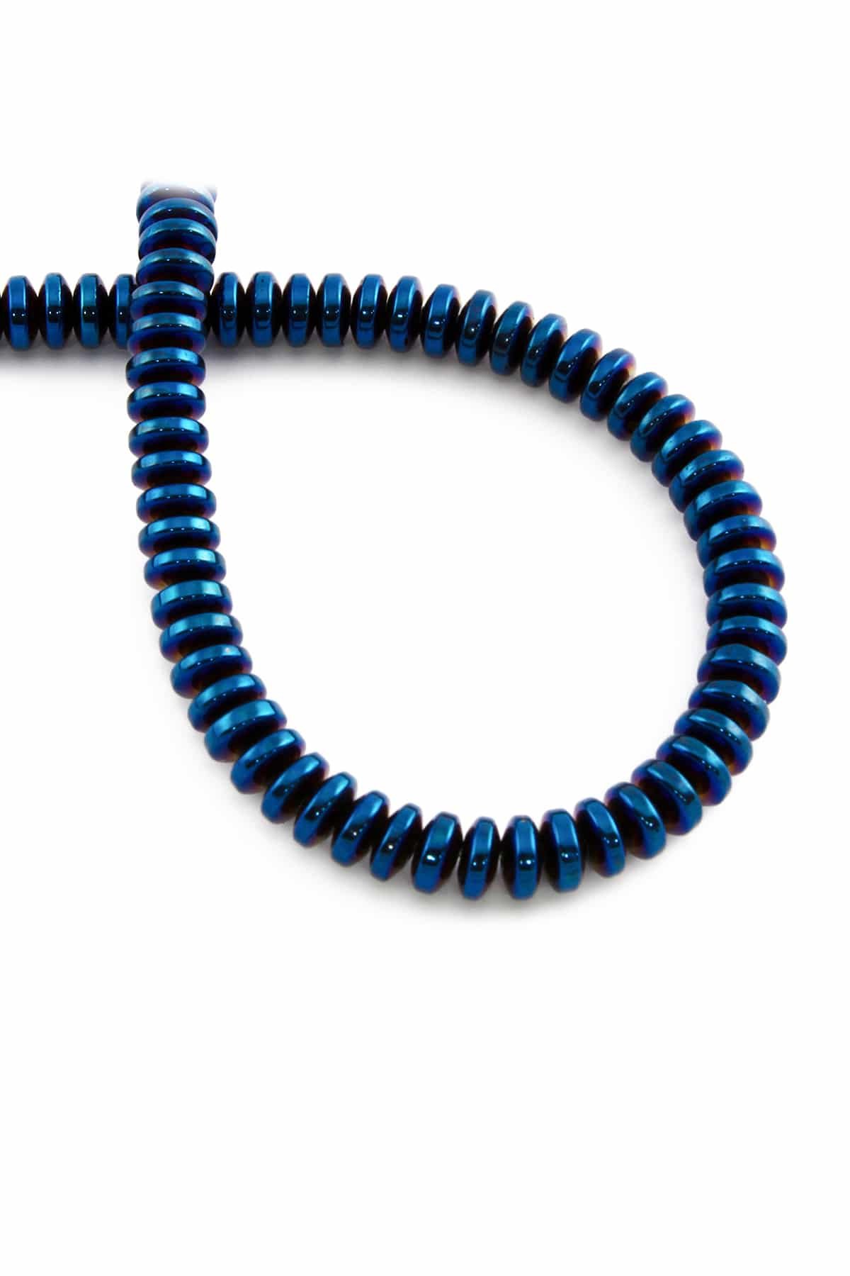 Hematite Natural Stone Shiny Blue Washer Cut 6x3mm String Of Beads