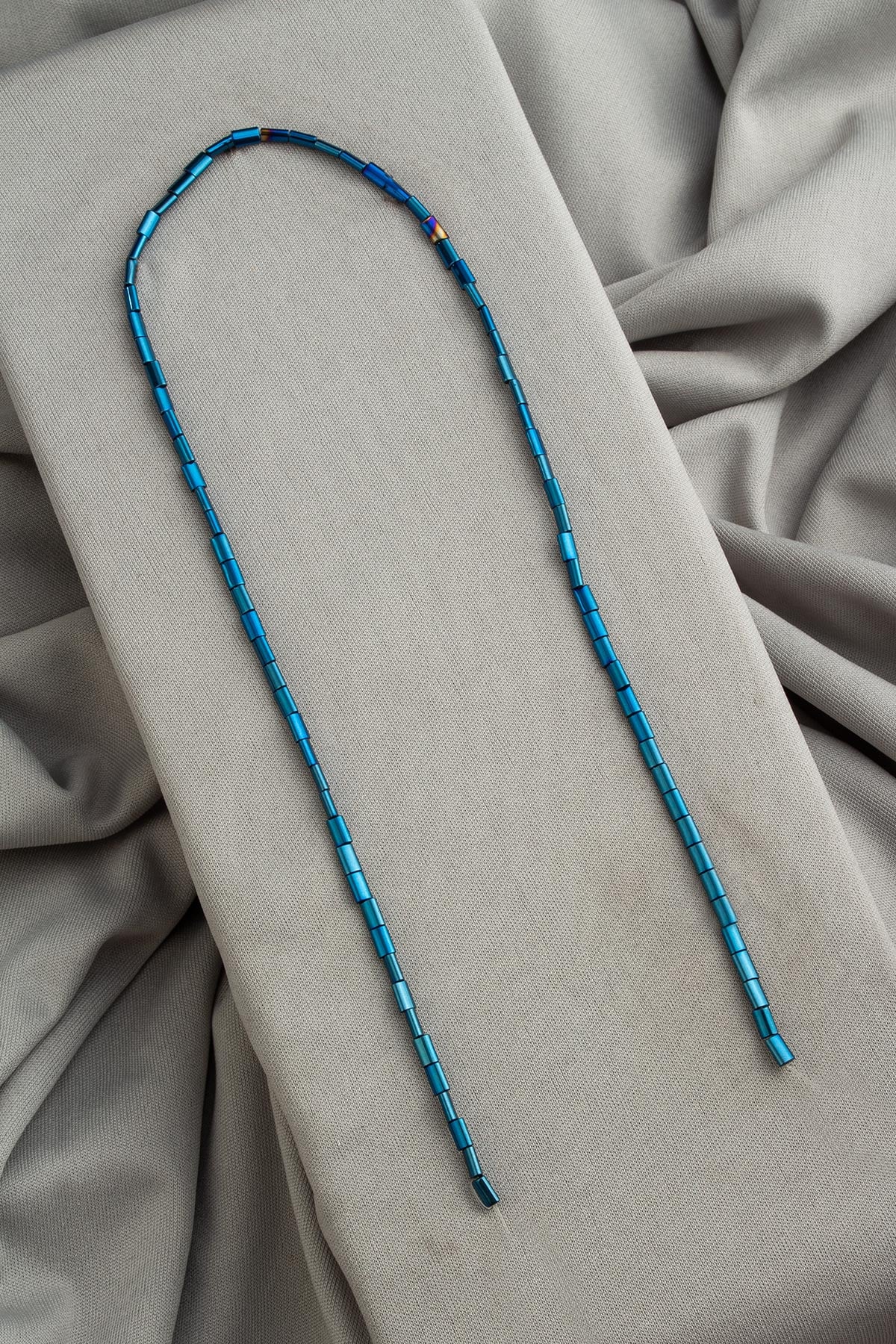 Hematite Natural Stone Shiny Blue Cylinder Cut 3x5mm String Of Beads
