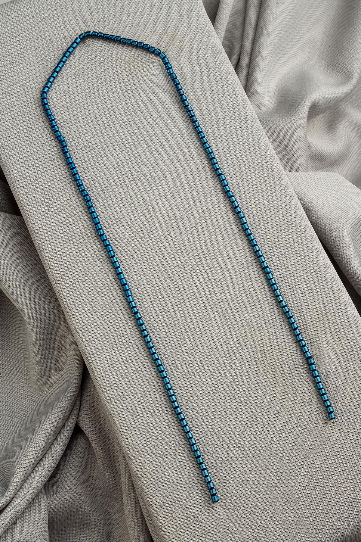 Hematite Natural Stone Shiny Blue Cylinder Cut 2mm String Of Beads