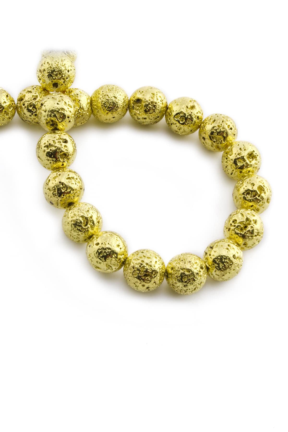 Hematite Natural Stone Shiny Rough Yellow Globe Cut 10mm String Of Beads