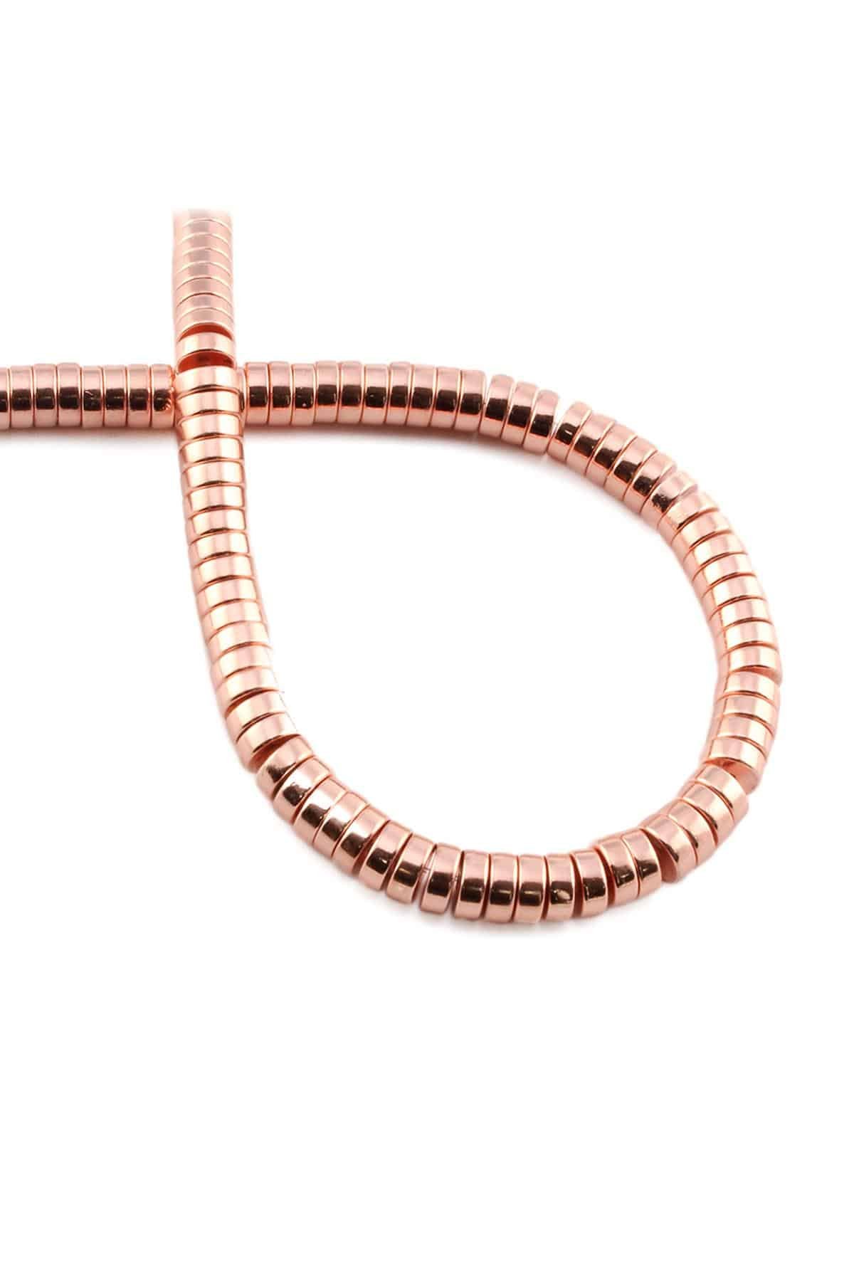Hematit Taşı Rondela Kesim Parlak Roz 6x2mm Doğal Taş Dizi