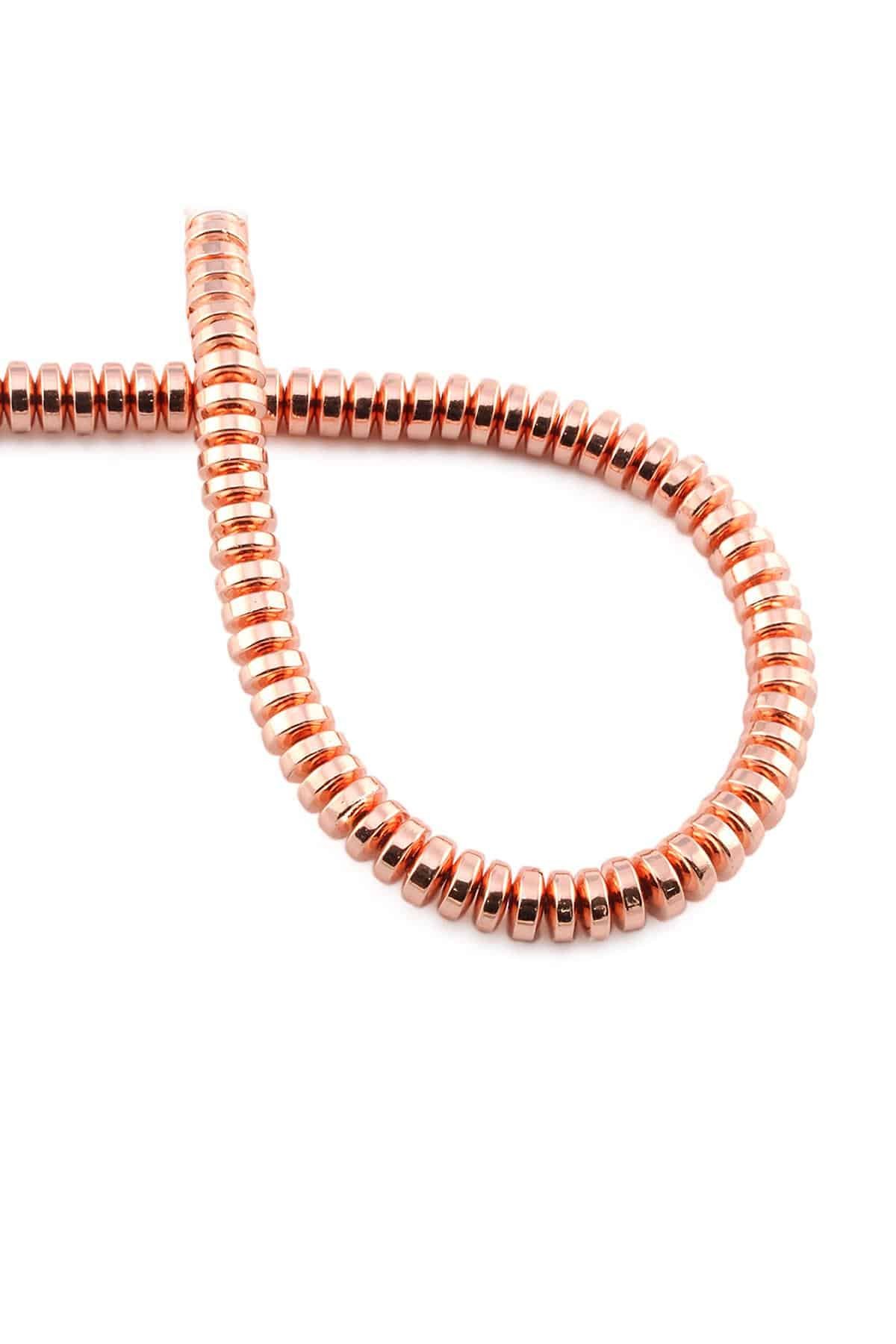 Hematite Natural Stone Shiny Rose 6x2mm String Of Beads