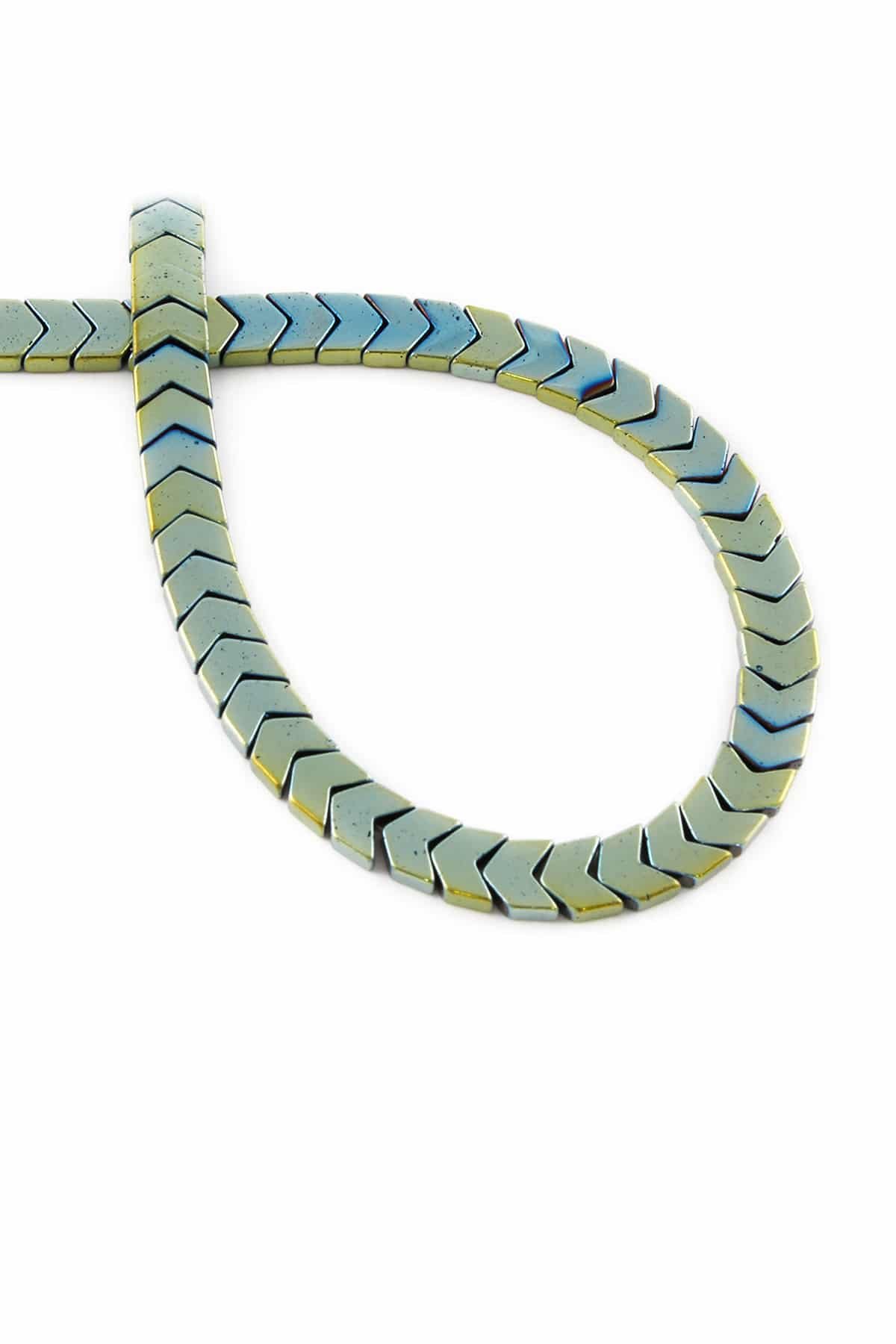 Hematit Taşı Çavuş Kesim Parlak Yeşil 6x3mm Doğal Taş Dizi