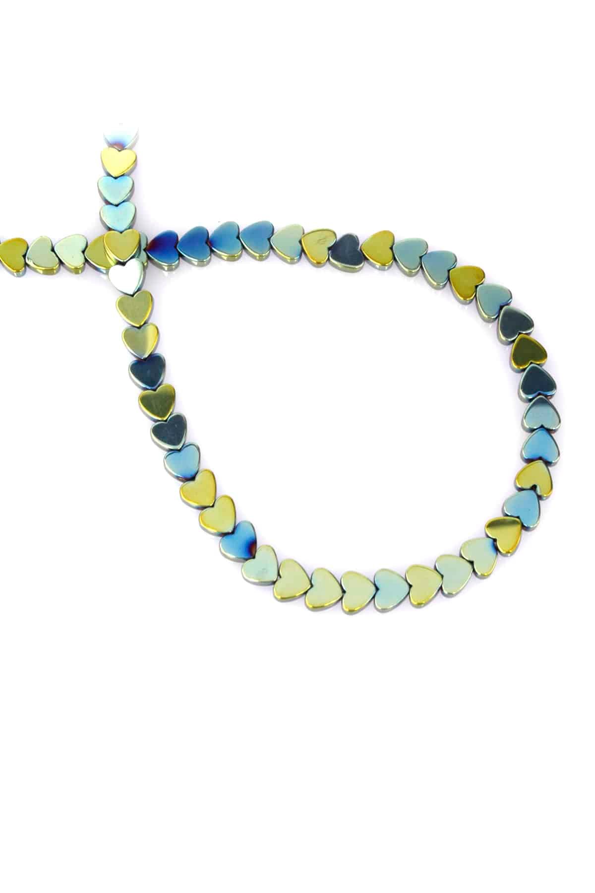 Hematite Natural Stone Shiny Green Heart Cut 6mm String Of Beads