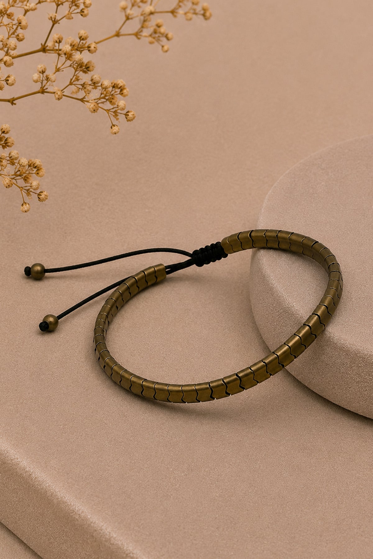 Hematit Doğal Taş Yassı Balık Sırtı Kesim Mat Sarı 5x4mm Makrome Bileklik