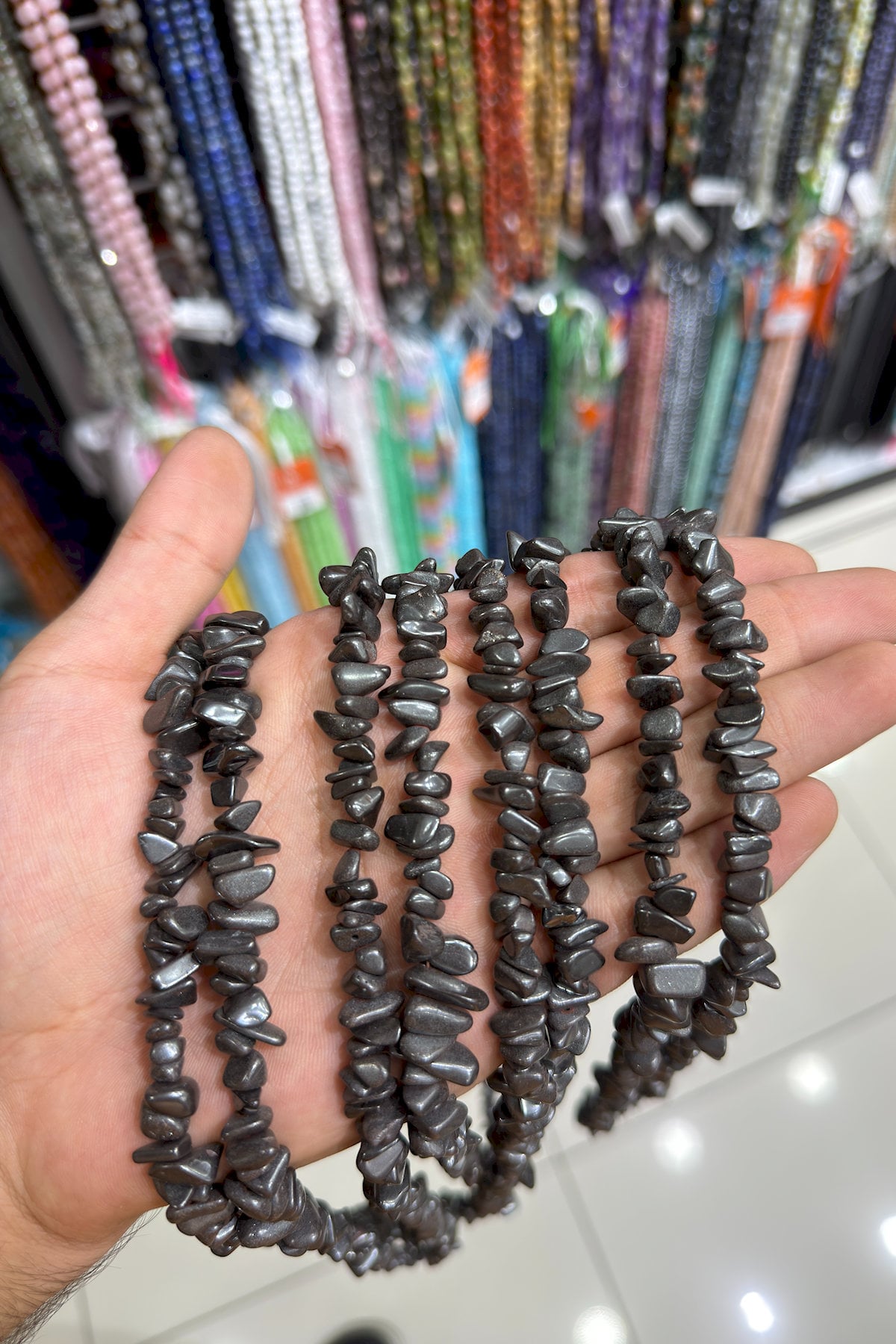 Hematite Natural Broken Stone Shiny 5x8mm String Of Beads