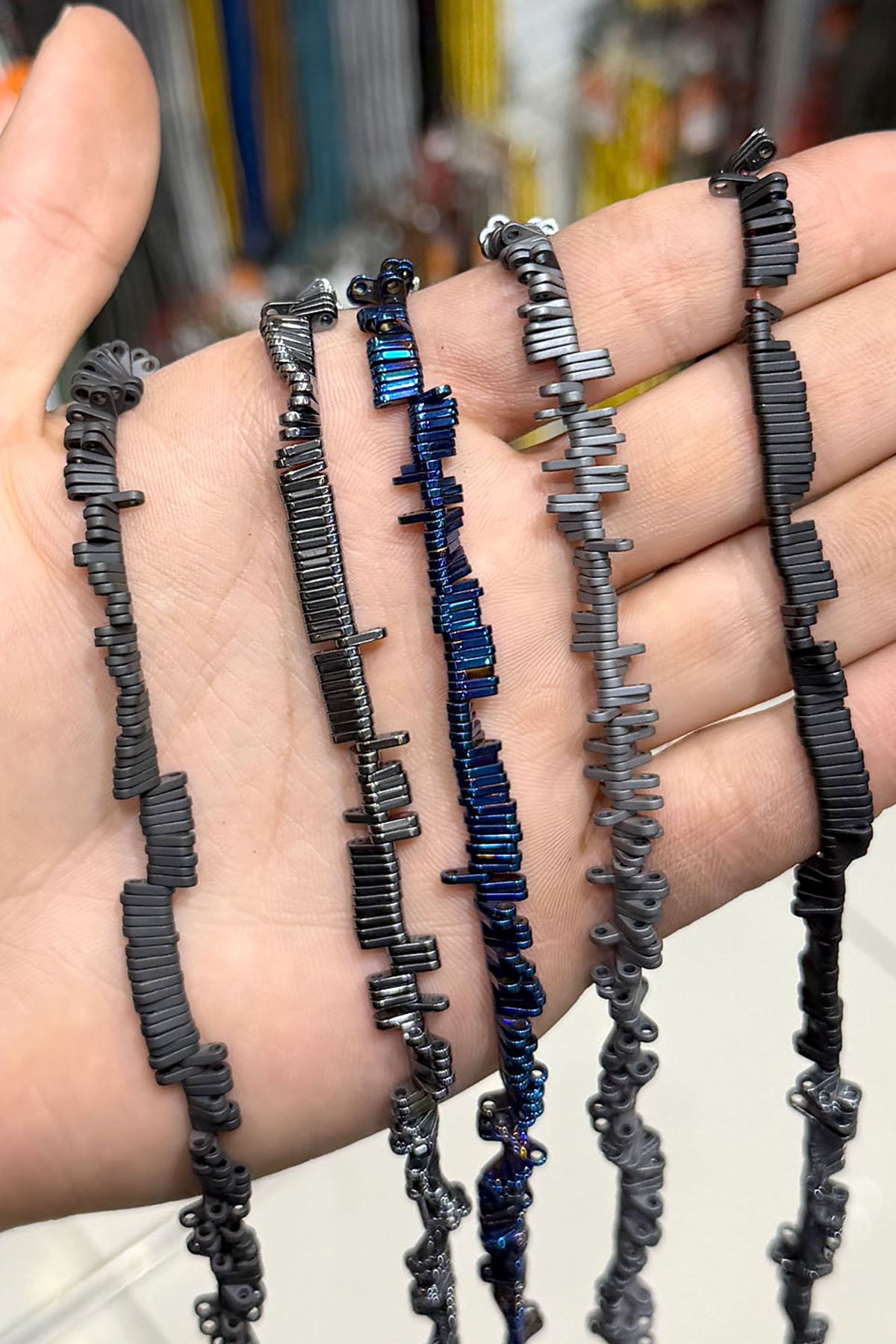 Hematit Taşı 1x6mm Yassı Dikdörtgen Kesim Doğal Taş Diziler