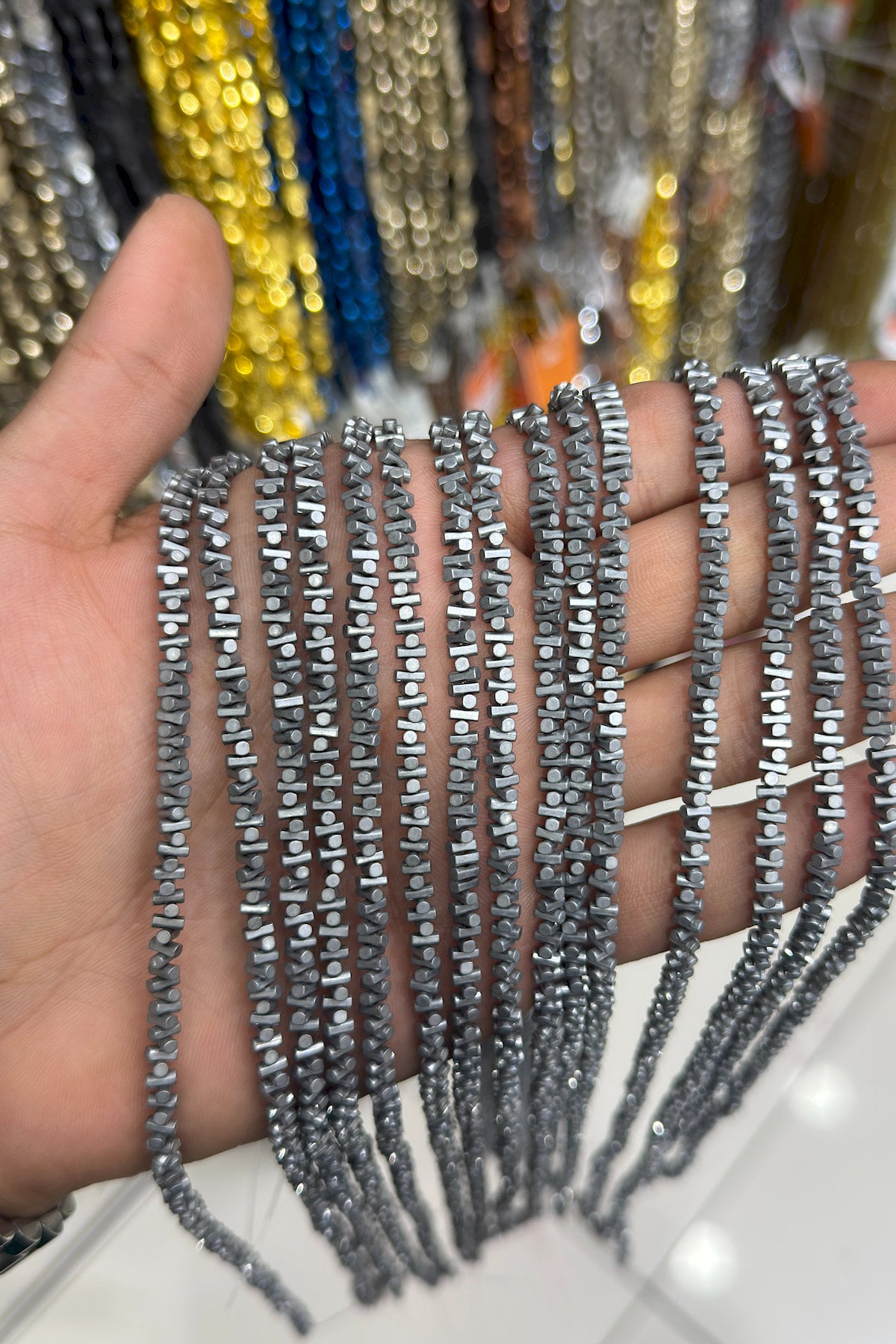 Hematit Taşı 6x2mm- Mat Açık Gri Doğal Taş Dizi
