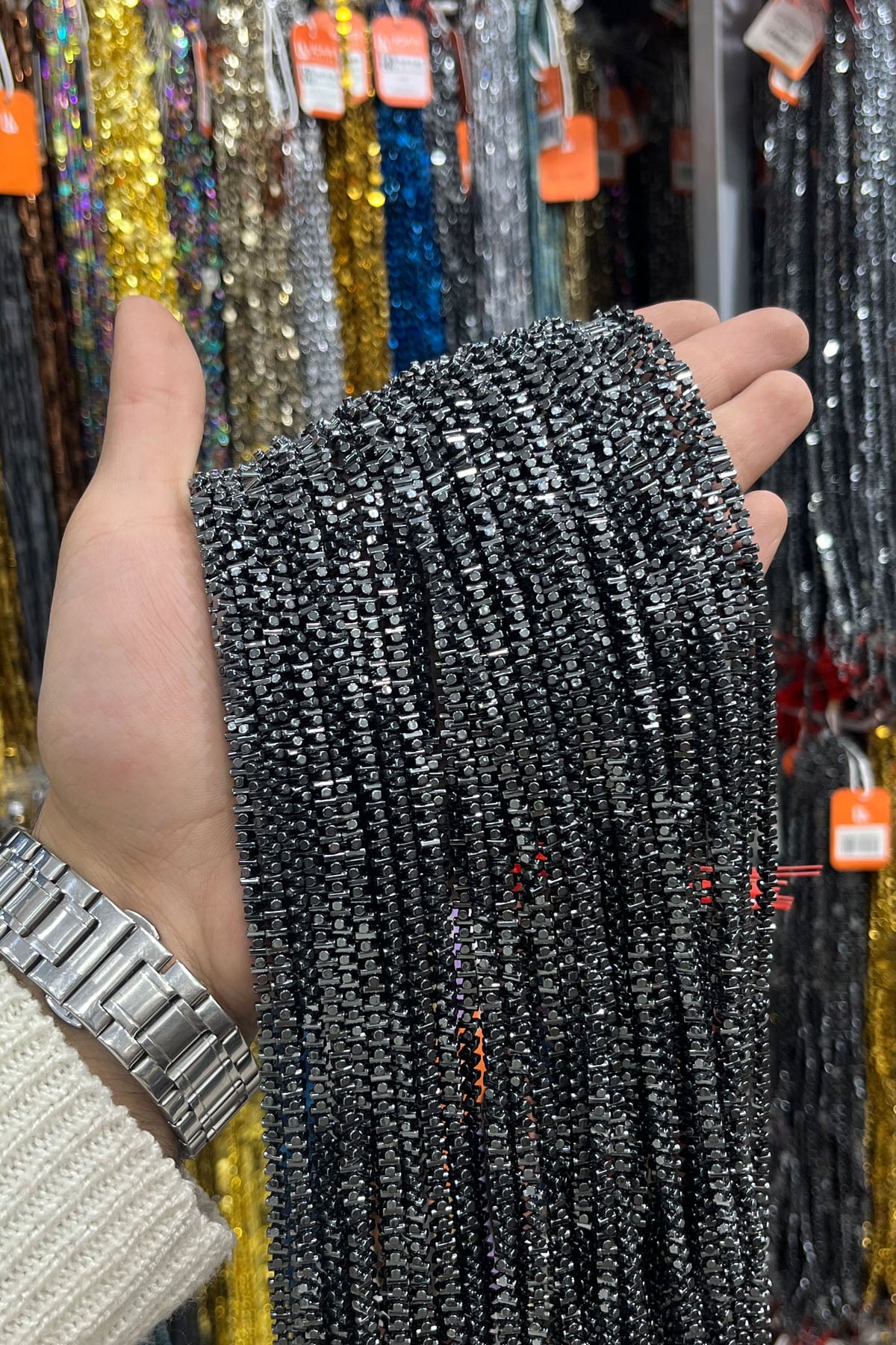 Hematit Taşı 6x2mm- Parlak Füme Doğal Taş Dizi