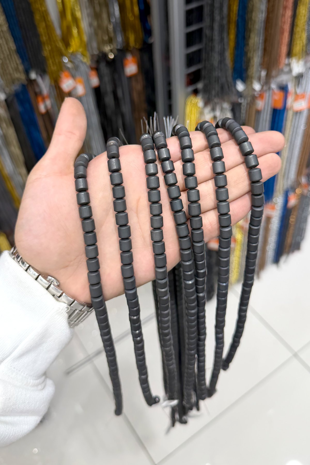 Hematit Taşı 8x8mm- Mat Siyah Doğal Taş Dizi