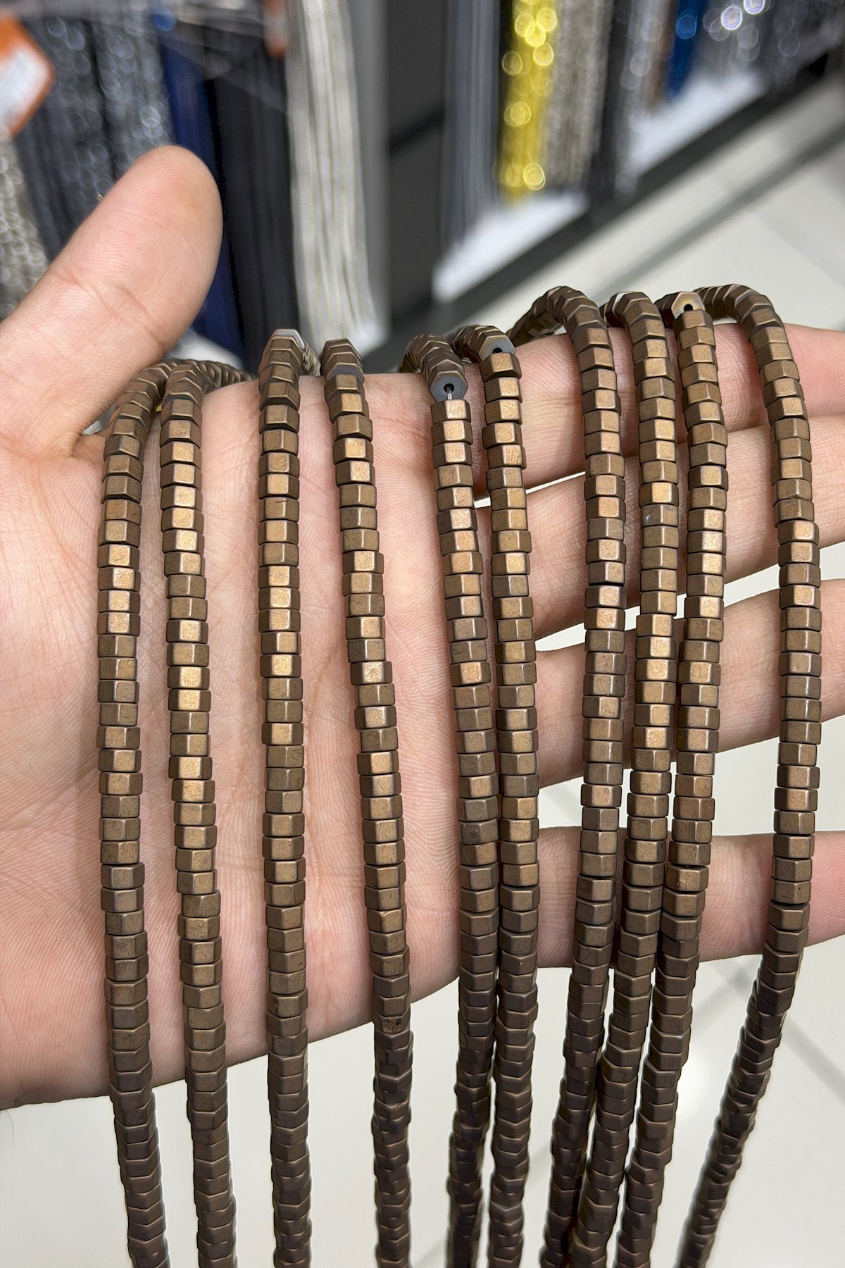 Hematit Taşı Altıgen Rondela Kesim Mat Kahverengi 6x3mm Doğal Taş Dizi