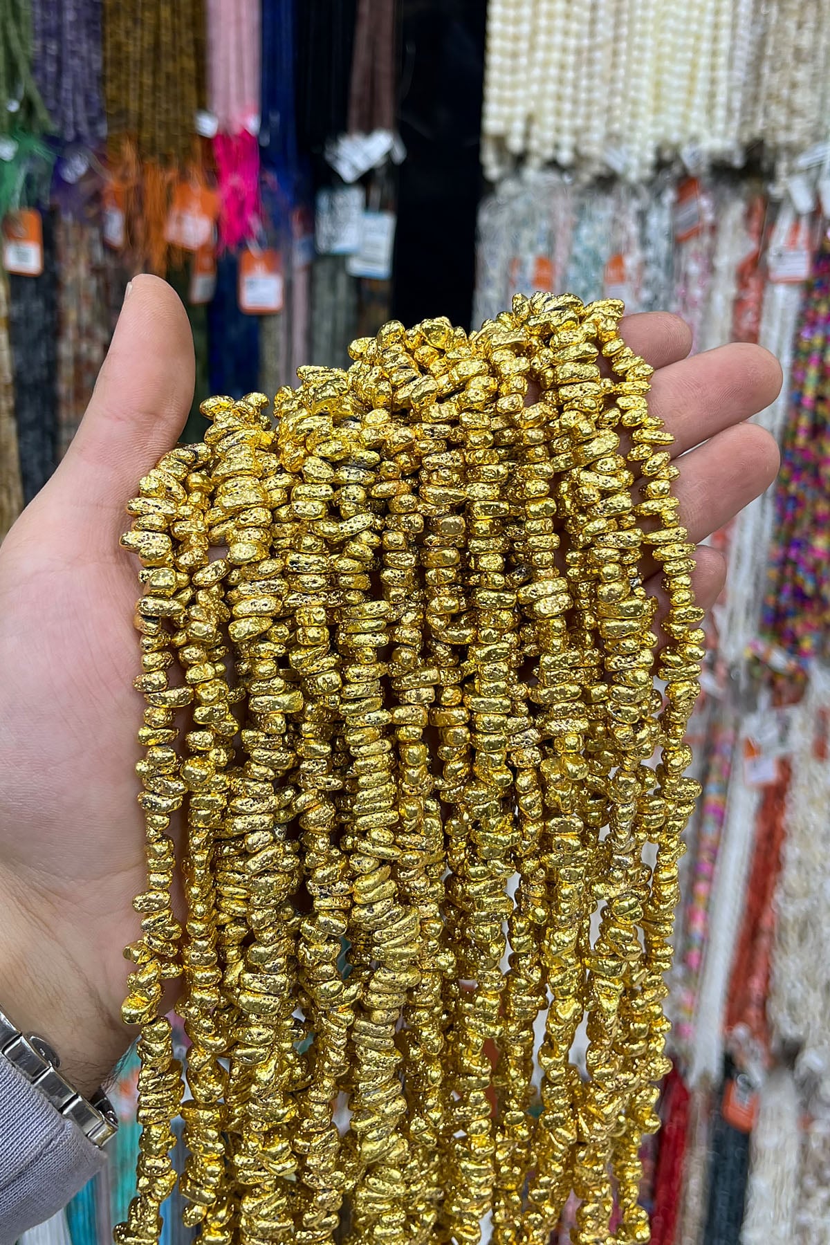 Hematit Taşı Amorf Kesim 5x3mm-Pütürlü Sarı Doğal Taş Dizi