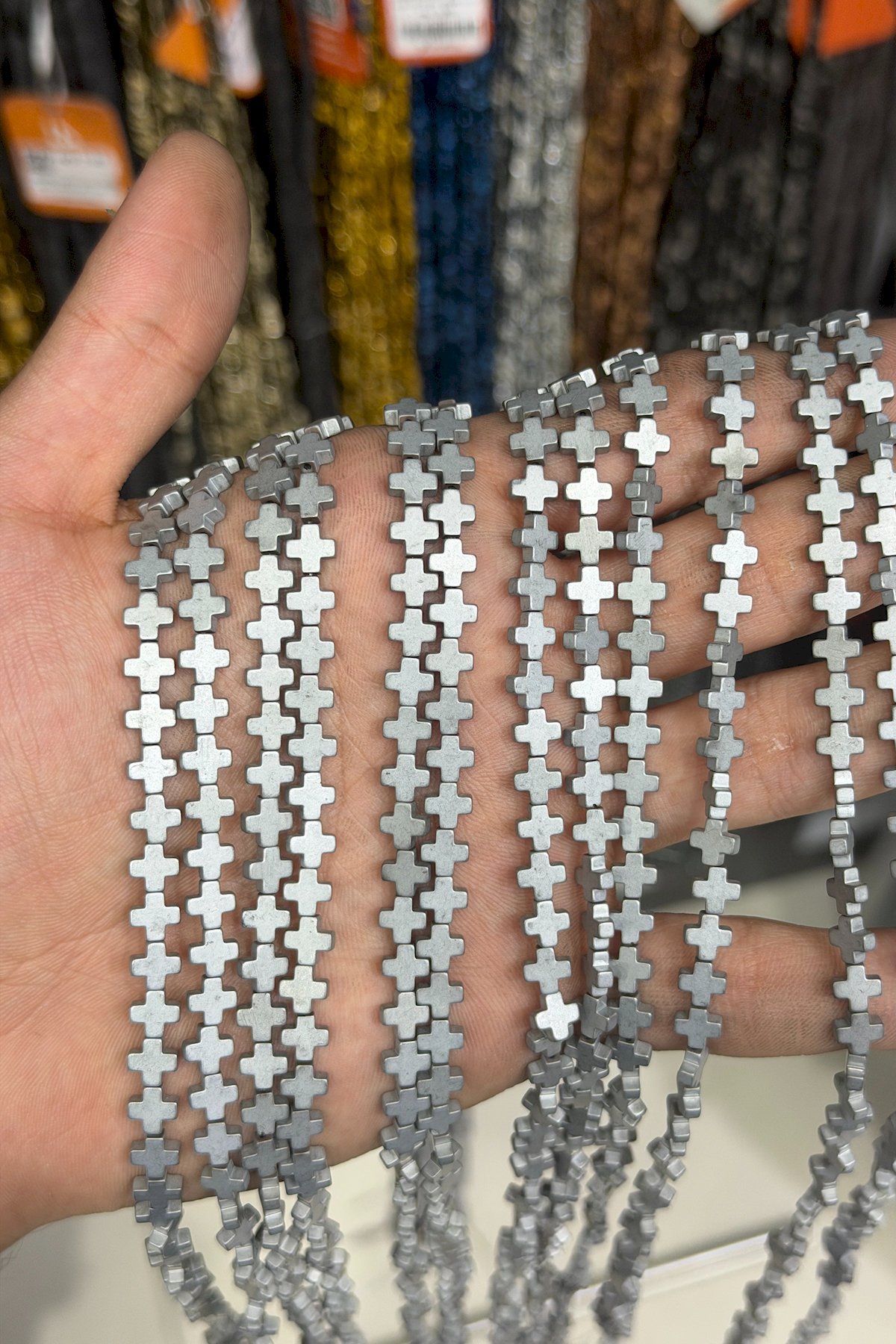 Hematit Taşı Artı Kesim Mat Açık Gri 6x6mm Doğal Taş Dizi