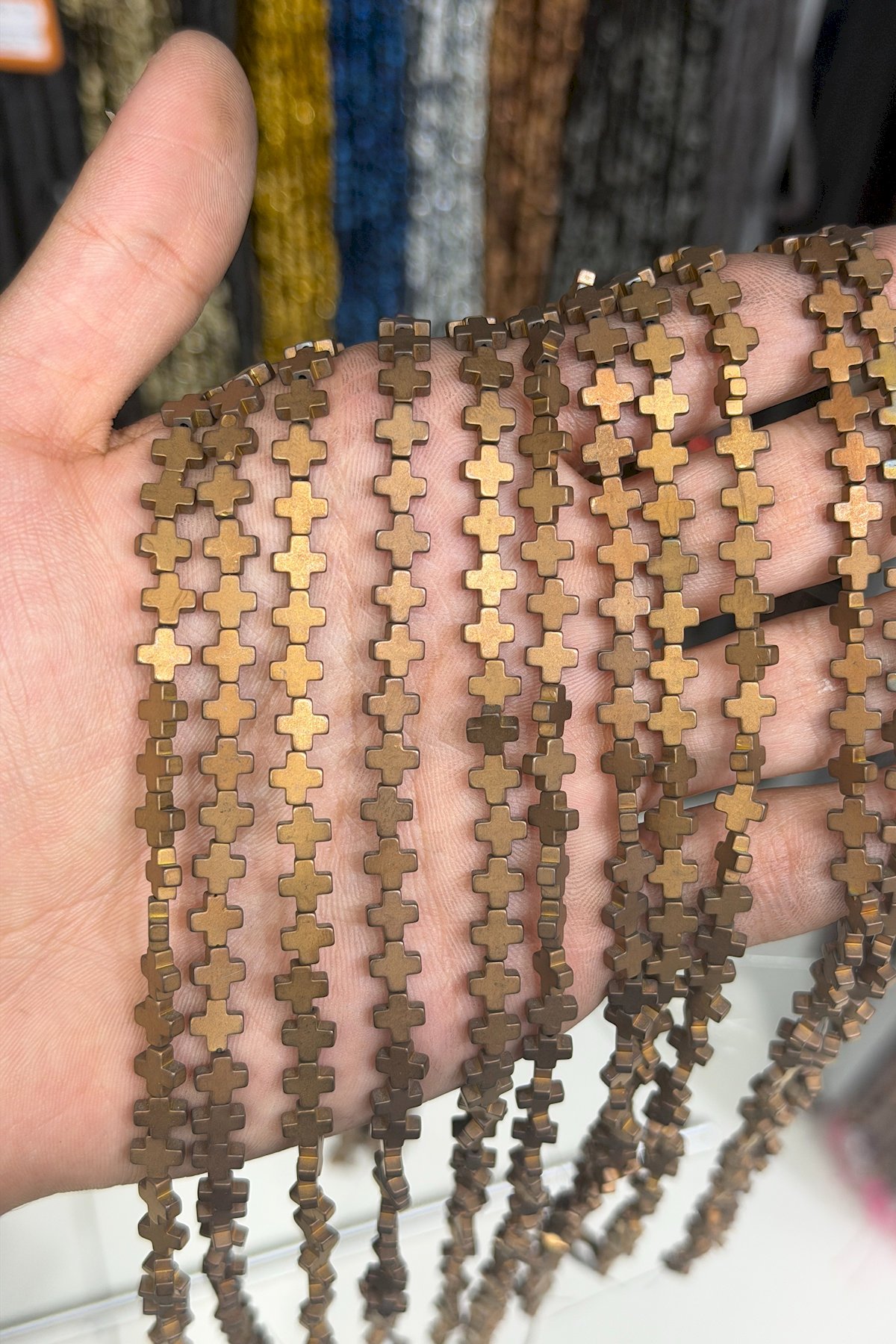 Hematit Taşı Artı Kesim Mat Kahverengi 6x6mm Doğal Taş Dizi