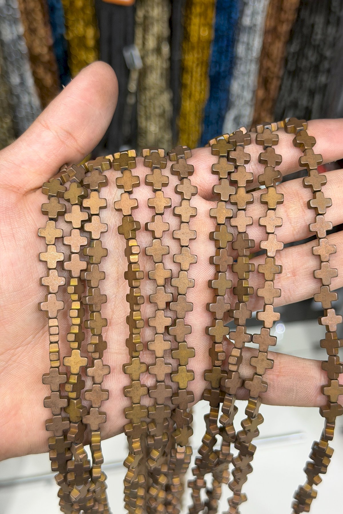 Hematit Taşı Artı Kesim Mat Kahverengi 8x8mm Doğal Taş Dizi