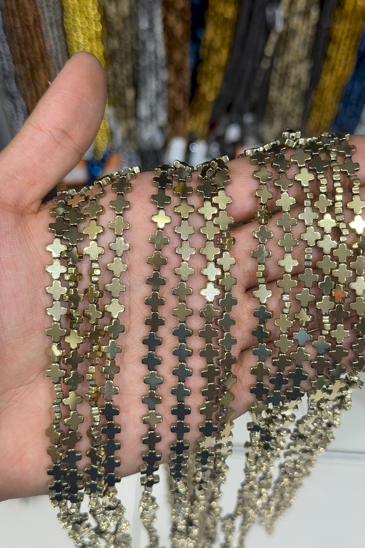 Hematite Natural Stone Shiny Antique Yellow 6mm String Of Beads
