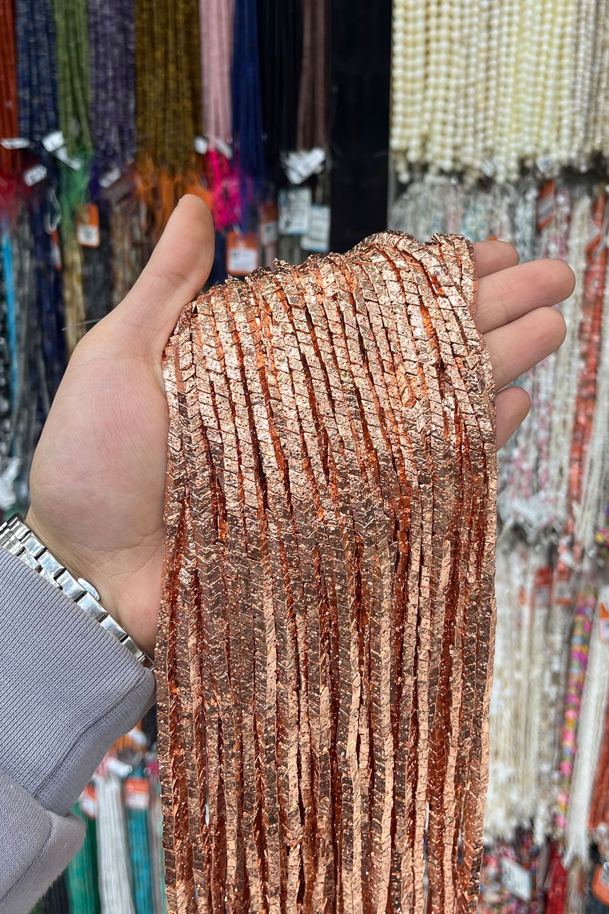 Hematit Taşı Bombeli Çavuş Kesim 6x3mm- Parlak Roz Doğal Taş Dizi