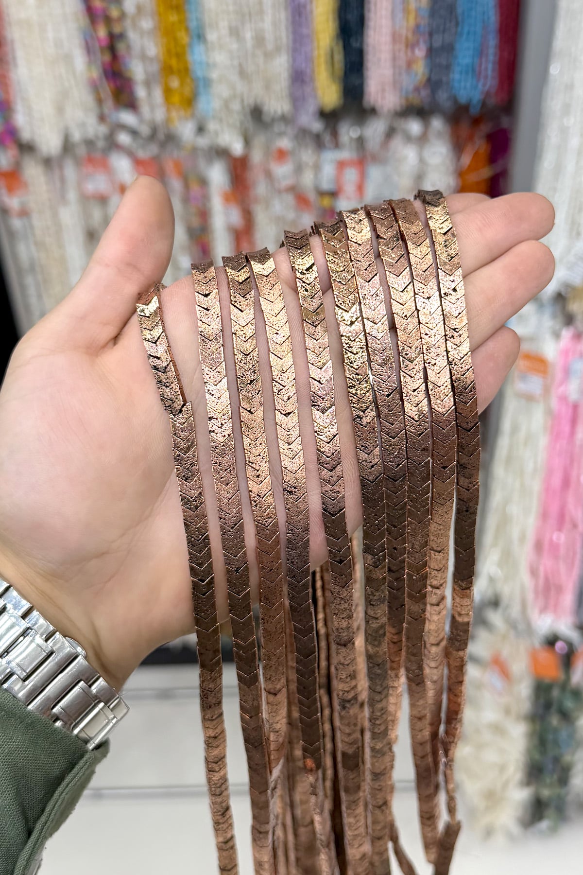 Hematit Taşı Çavuş Kesim Antik Bakır 6x3mm Doğal Taş Dizi