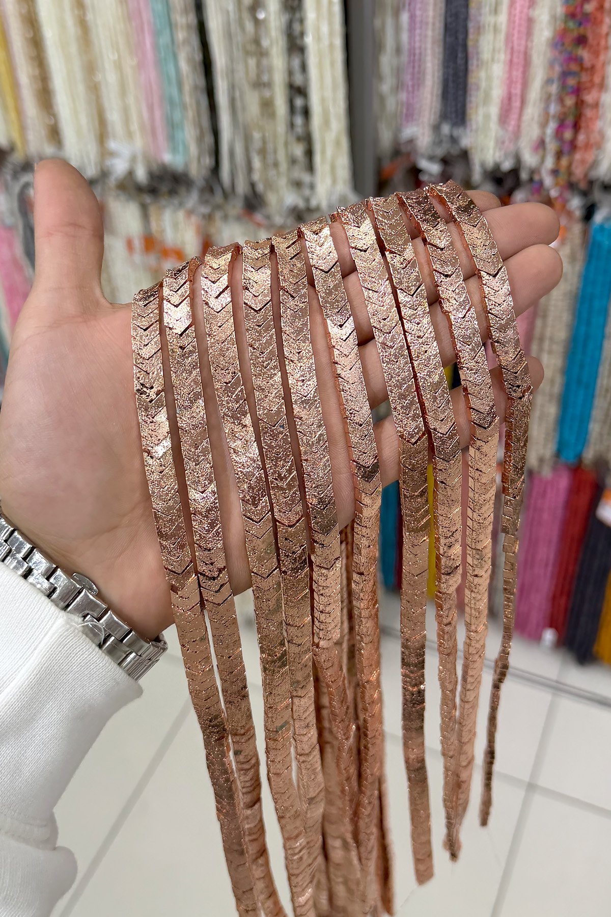 Hematit Taşı Çavuş Kesim 8x3mm- Parlak Roz Doğal Taş Dizi