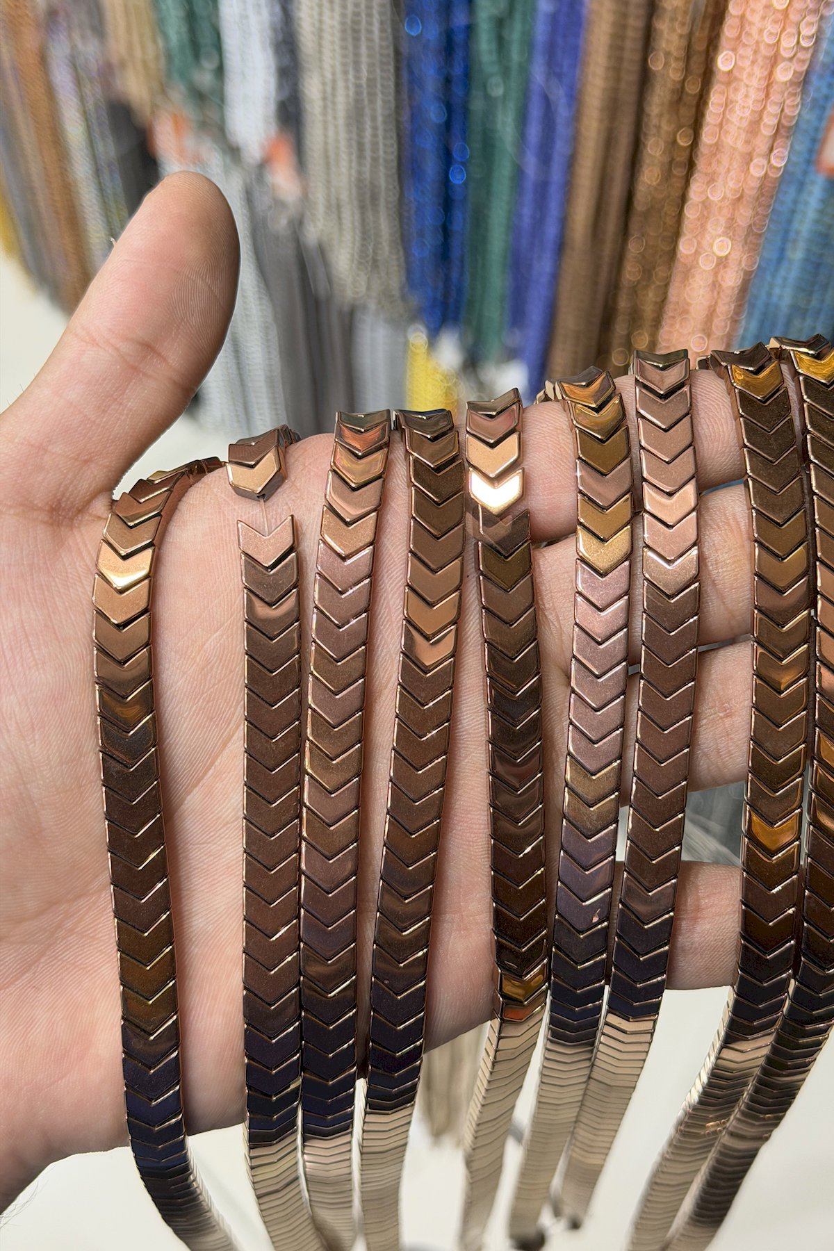 Hematit Taşı Çavuş Kesim 8x3mm- Parlak Kahverengi Doğal Taş Dizi