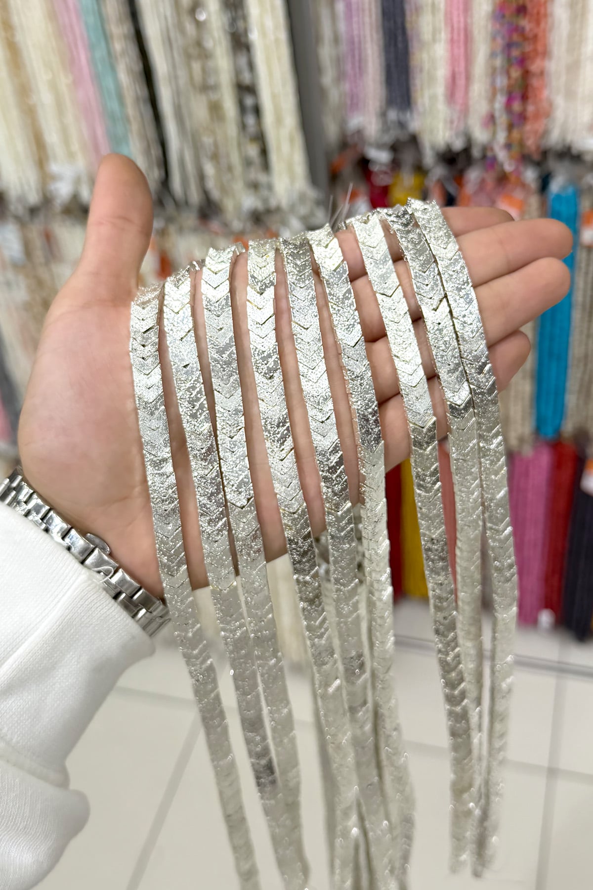 Hematit Taşı Çavuş Kesim 8x3mm-Pütürlü Gümüş Doğal Taş Dizi