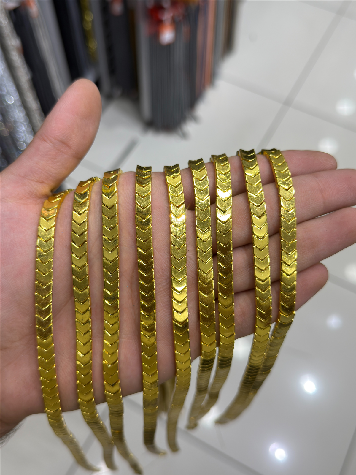 Hematit Taşı Çavuş Kesim Altın Sarı 6x3mm Doğal Taş Dizi